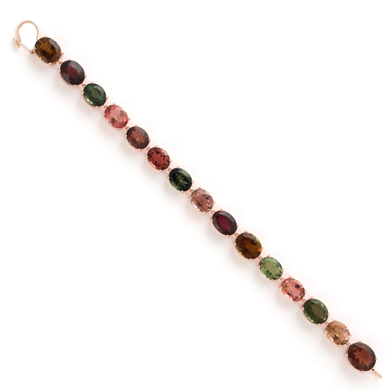Handmade 18k Rose Gold Faceted Multicolor Tourmaline Bracelet - Elegant Jewelry Gift for Women, Birthday, Anniversary & Special Occasions | Perfect for Parties, Weddings & Daily Wear