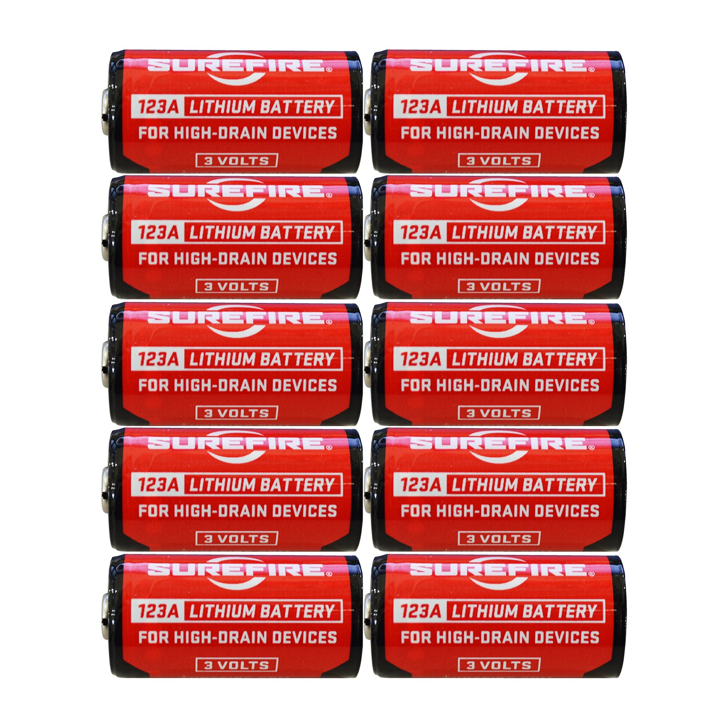 SureFire SF12-BB 123A CR123 3V Lithium Batteries 10-Pack - Long-Lasting Power for Flashlights, Cameras & Emergency Kits