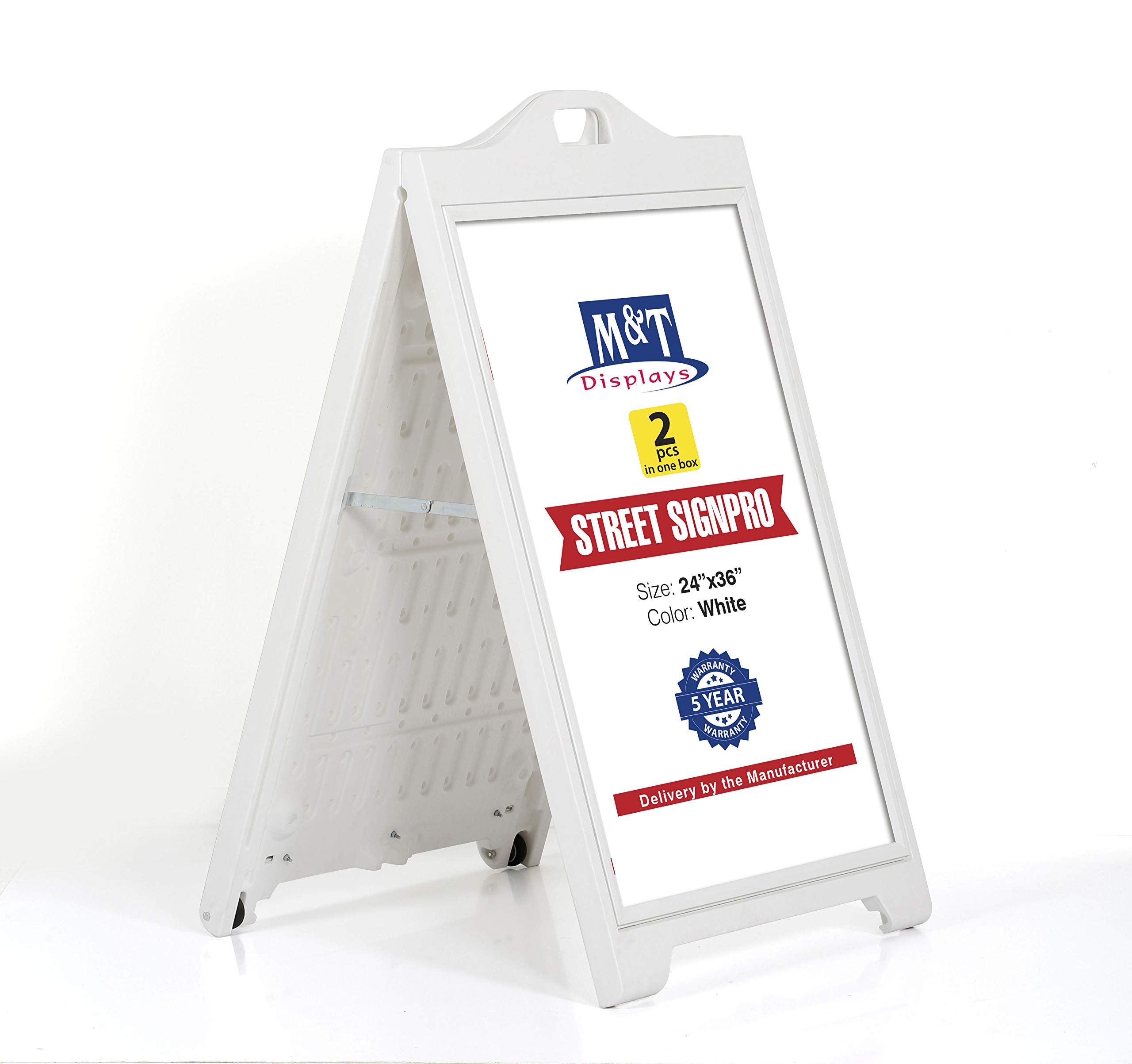 Double Sided A-Frame Sandwich Board Sign - 24x36 Inch Portable Sidewalk Menu Display for Restaurants & Cafes | Weatherproof Folding Street Sign with 2-Pack | Outdoor Advertising, Business Promotion, Event Signage