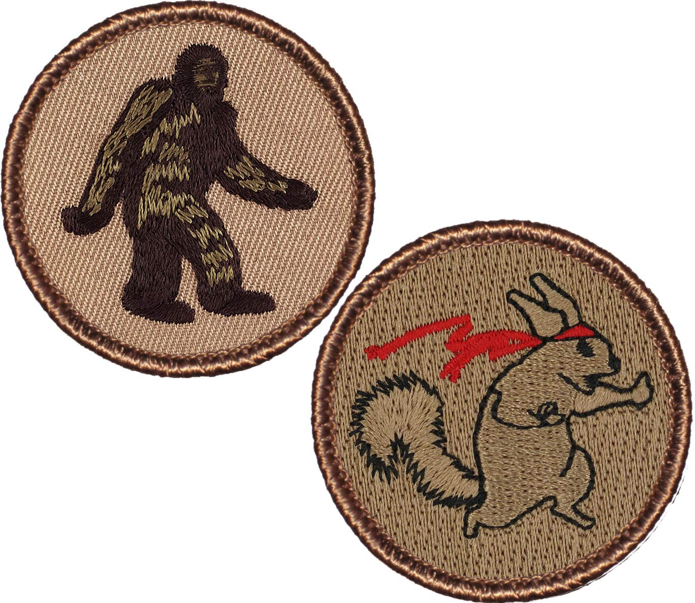 Bigfoot & Ninja Squirrel Embroidered Patch Set - 2