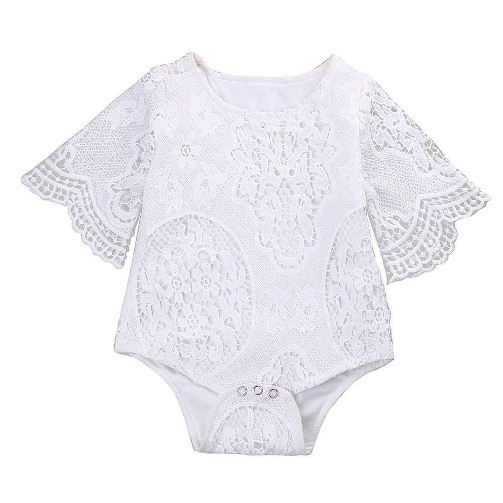 Newborn Baby Girl Lace Floral Romper Jumpsuit - Soft Cotton Sunsuit One-Piece Outfit for Summer | Perfect for Photoshoots, Beach Days & Special Occasions