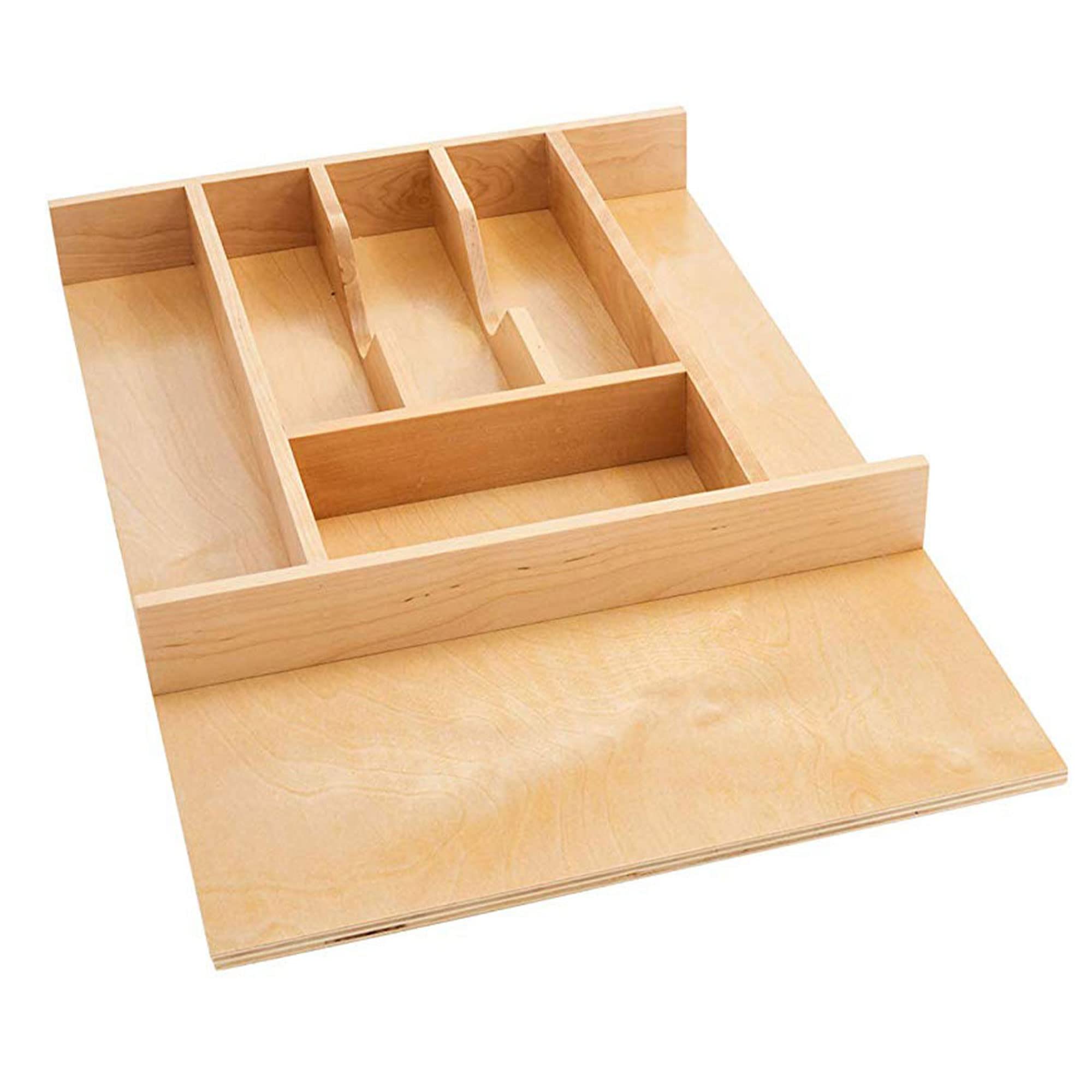 Rev-A-Shelf Adjustable Silverware Drawer Organizer - Natural Maple Wood 7-Compartment Cutlery Tray for Kitchen Utensil Storage (4WCT-1SH) | Perfect for Cutlery Organization in Cabinets & Drawers