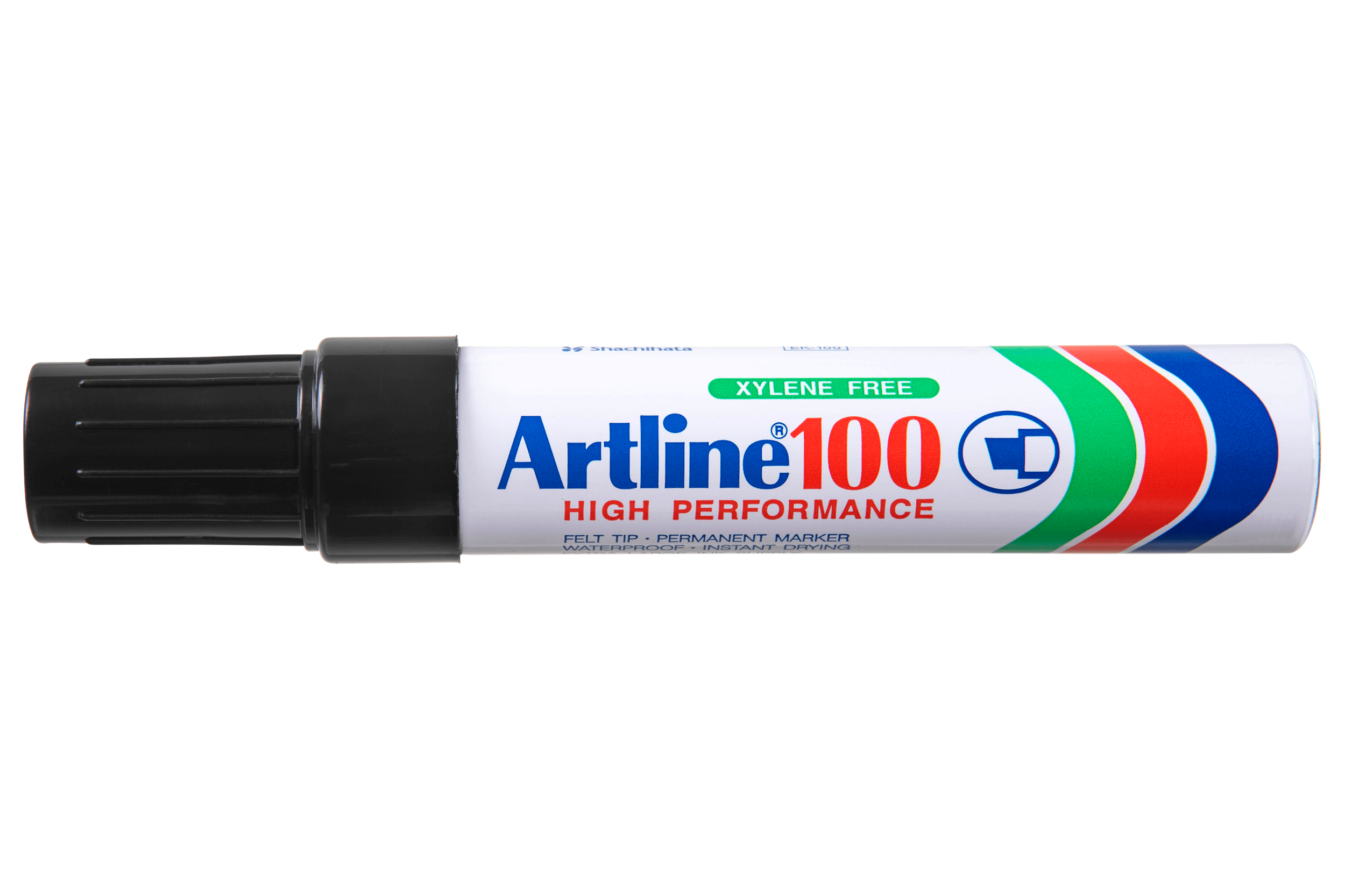 Artline 100 Permanent Marker Chisel Tip Black - 6 Pack Set for Office, Home & Industrial Use - Waterproof & Fade-Resistant Writing on Paper, Plastic, Metal & Wood Surfaces