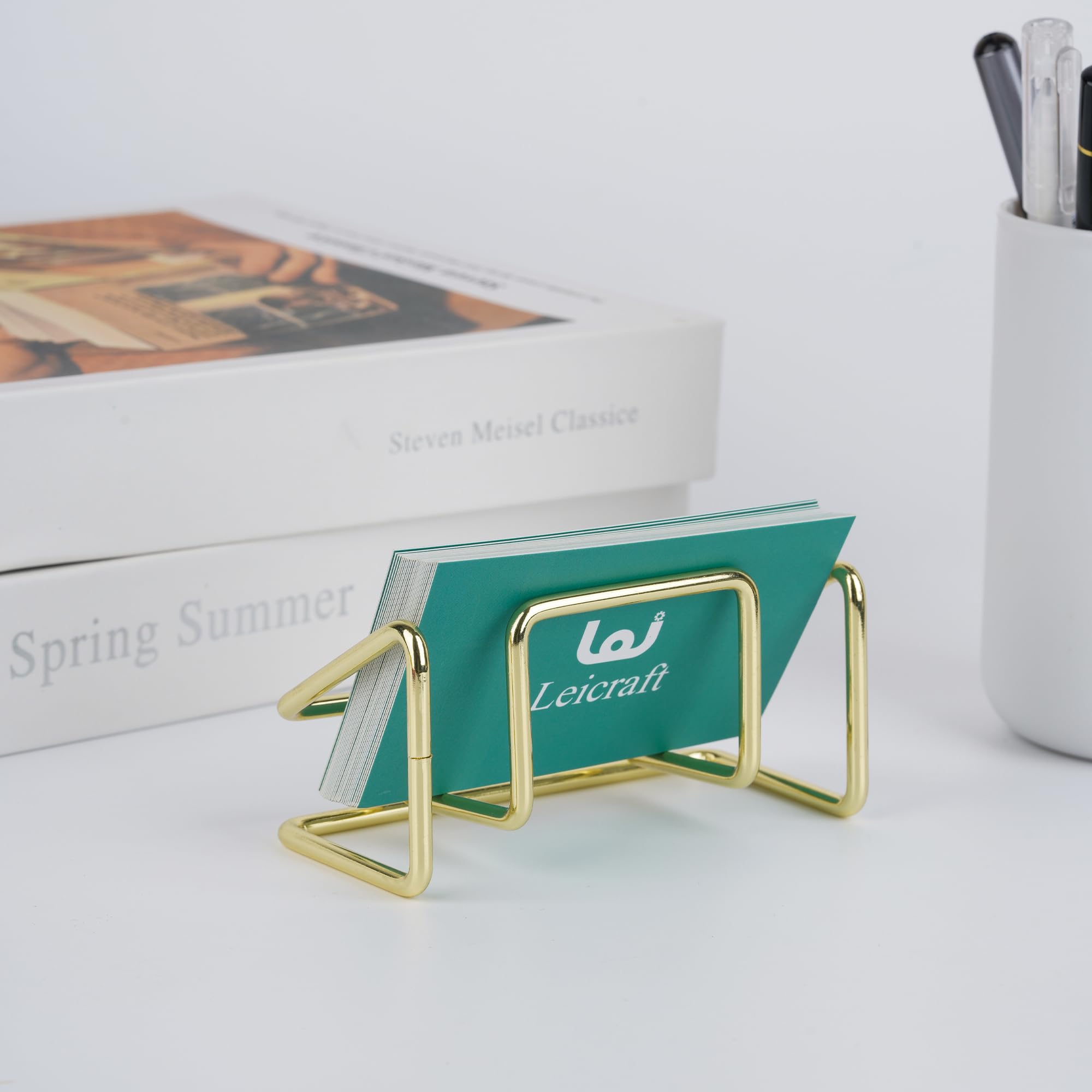 Elegant Metal Business Card Holder for Desk - Golden Office Organizer for Men & Women | Perfect for Professional Meetings, Office Desks & Gift Giving