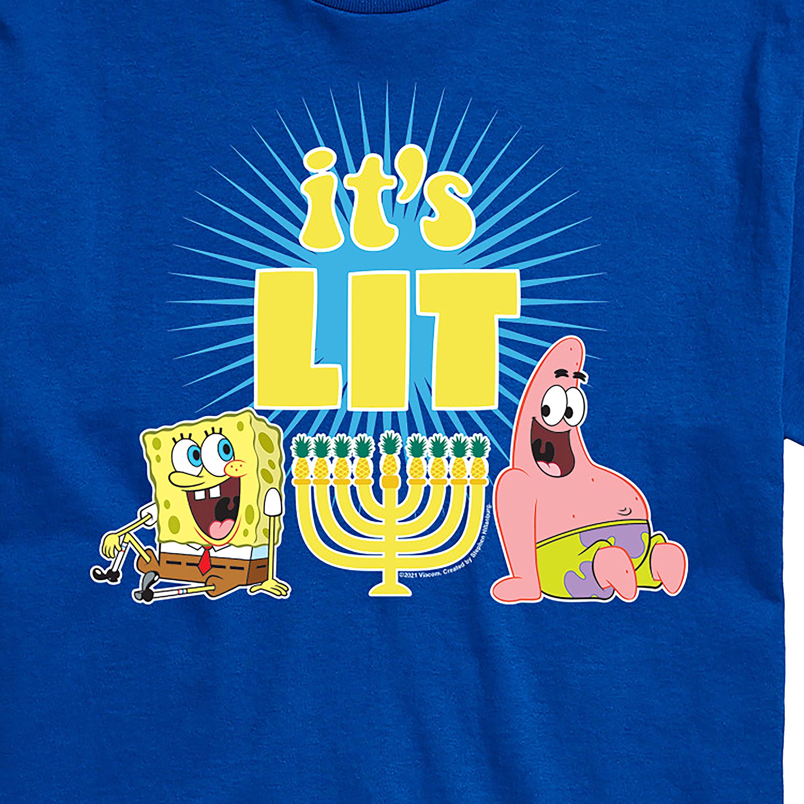 HYBRID APPAREL Spongebob Squarepants Hanukkah Graphic T-Shirt for Men - Funny Cartoon Holiday Short Sleeve Tee - Perfect for Hanukkah Celebrations & Casual Wear