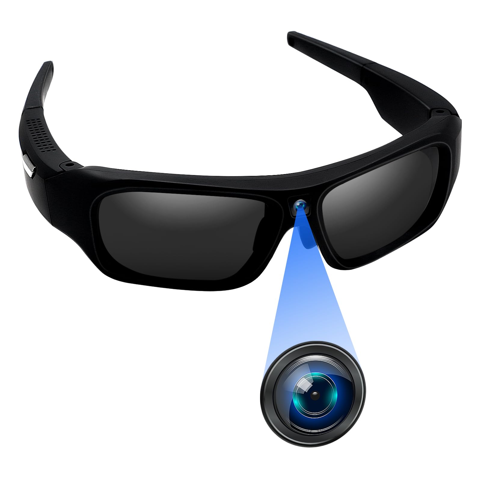 4K HD Camera Sunglasses with Polarized UV Protection Lens - Sport Action Glasses for Travel, Outdoor Activities & Adventure (Black) | Perfect for Cycling, Hiking, Fishing & Recording Hands-Free Videos