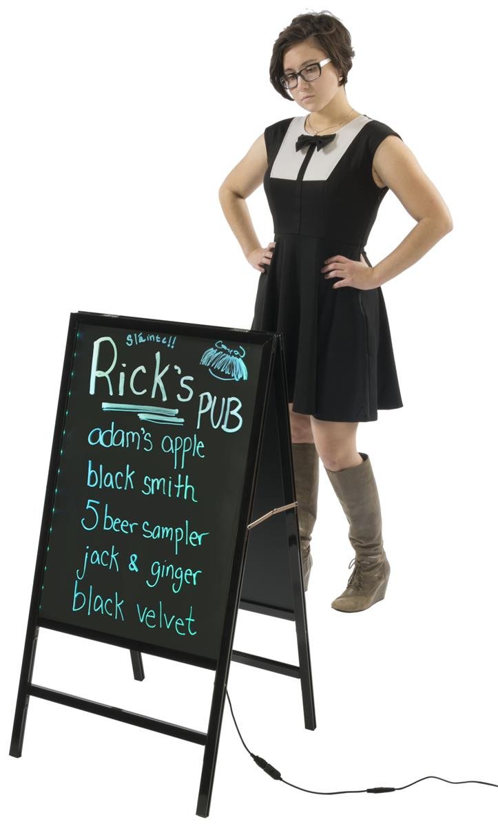 Displays2go Double-Sided A-Frame Chalkboard Sign - Black Aluminum Sidewalk Menu Board (BFTAF4021B) | Perfect for Restaurants, Cafés & Retail Stores Outdoor Advertising