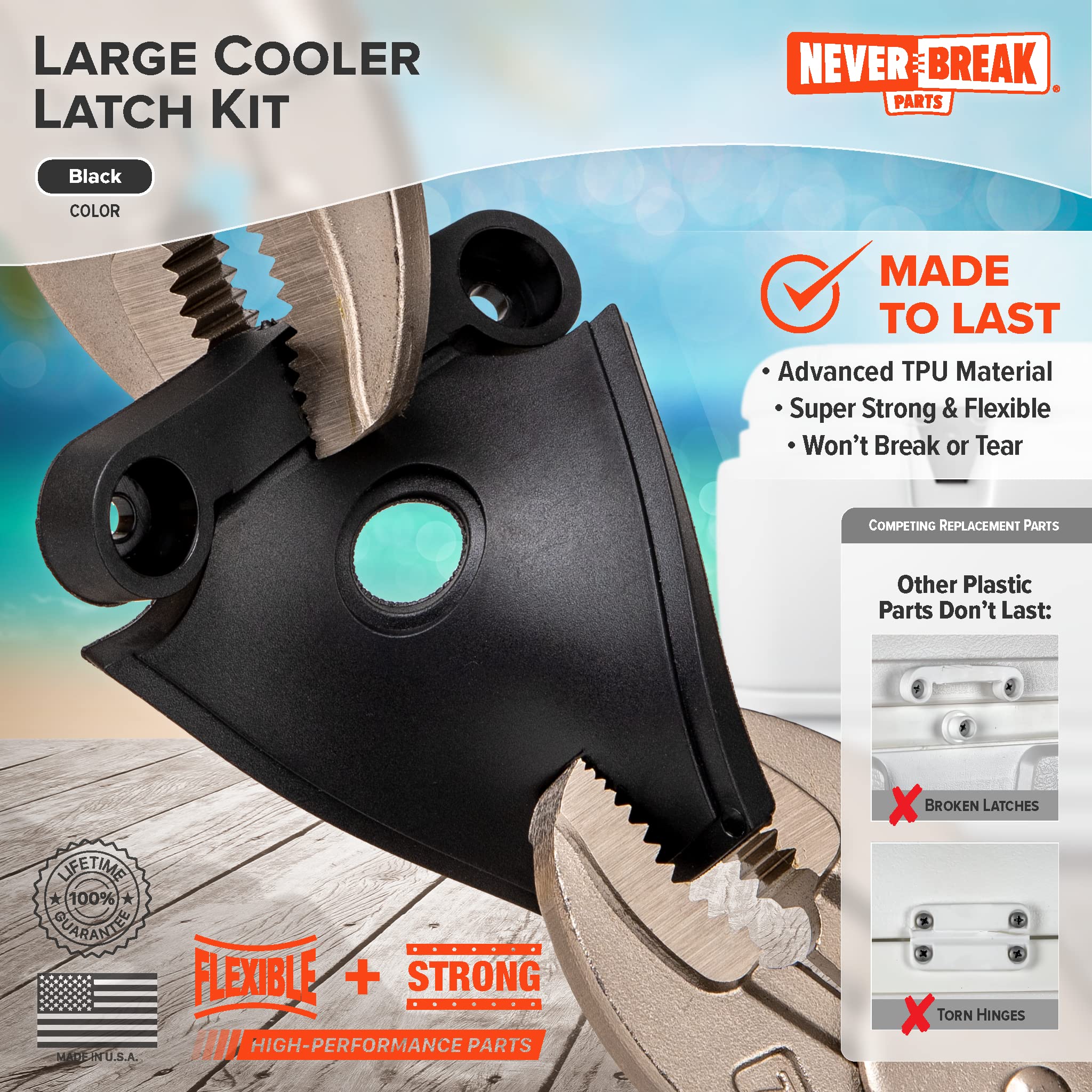 NeverBreak Parts - 2 Pack High Strength Igloo Cooler Replacement Latches with Posts and Screws | Durable Ice Chest Repair Kit for Outdoor Adventures and Camping Trips