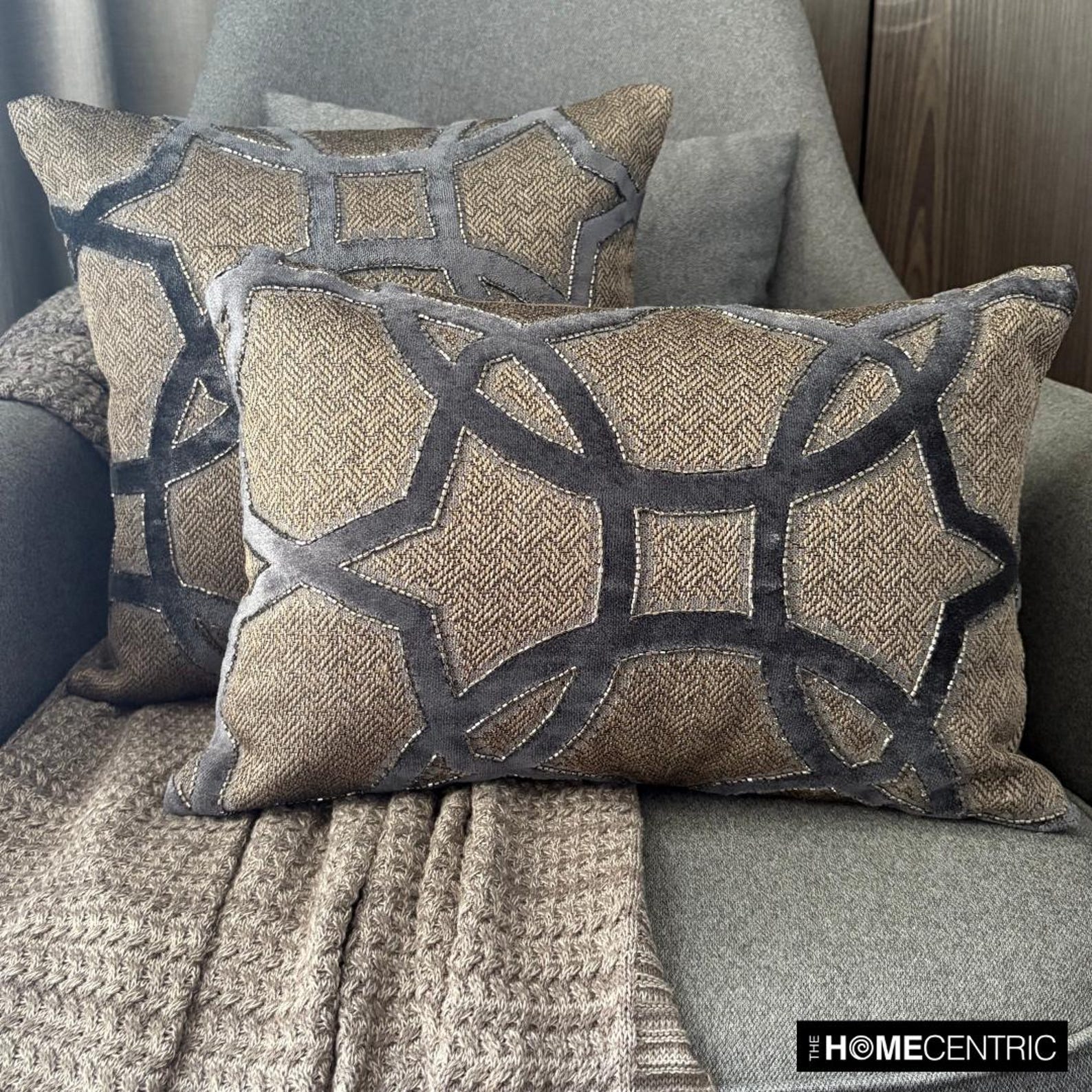 Luxury Gray Velvet Throw Pillow Cover - Soft Ashen Interlock Design for Sofa, Bed & Home Decor | Premium Cushion Case for Living Room, Bedroom & Dorm