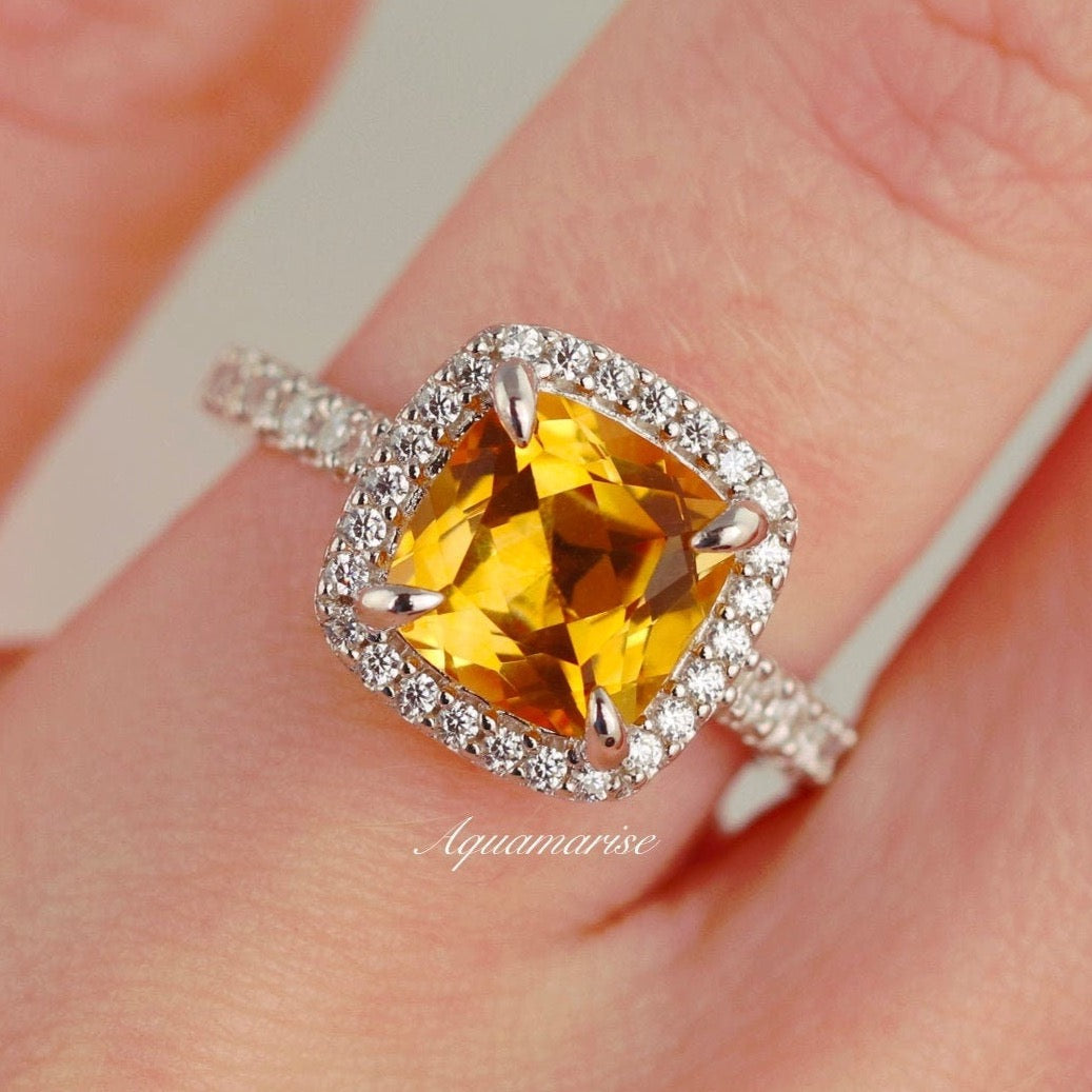 Belle Citrine Ring - Sterling Silver Jewelry for Women, Elegant Gemstone Ring for Everyday Wear & Special Occasions