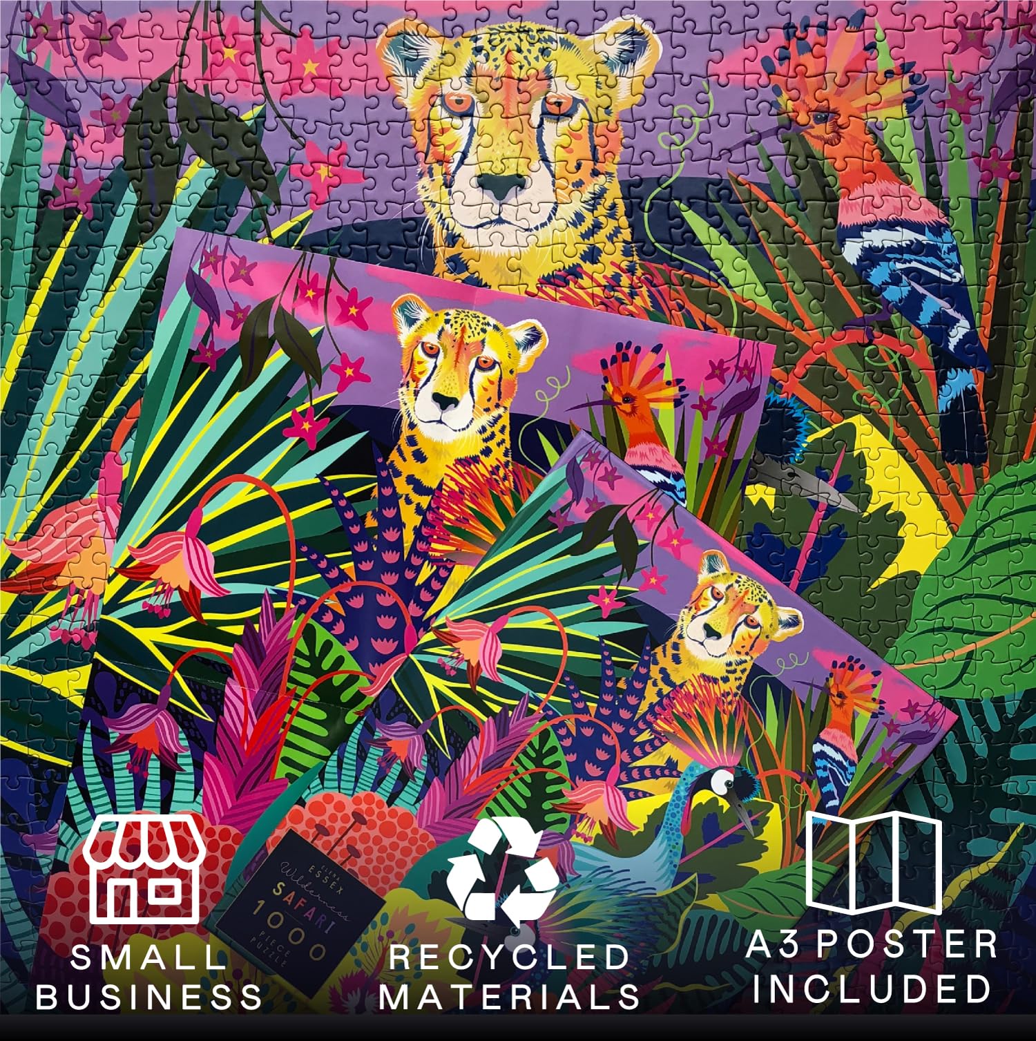 1000 Piece Wilderness Safari Puzzle by Elena Essex - Adult Jigsaw Puzzle with Animal & Jungle Art (49x68cm) | Perfect for Family Game Night, Relaxation & Home Decor