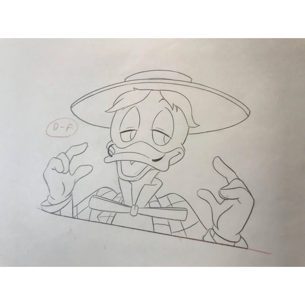Vintage DuckTales Original Production Sketch Drawing & Cell with COA 1/1 - Rare 90s Disney TV Animation Collectible - Perfect for Disney Memorabilia Displays & Animation Art Collections