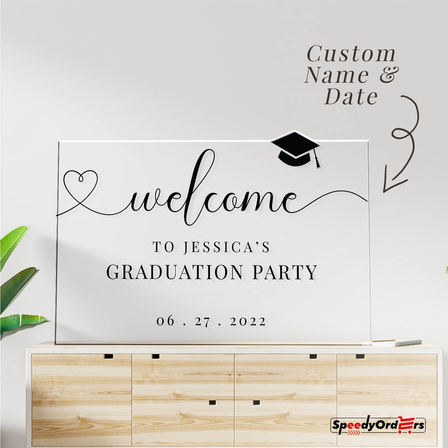 Custom Black & White Graduation Sign - Personalized Classic Graduation Party Decor - Welcome to My Graduation Sign for 2024 - Perfect for Graduation Ceremony Backdrop & Home Decor
