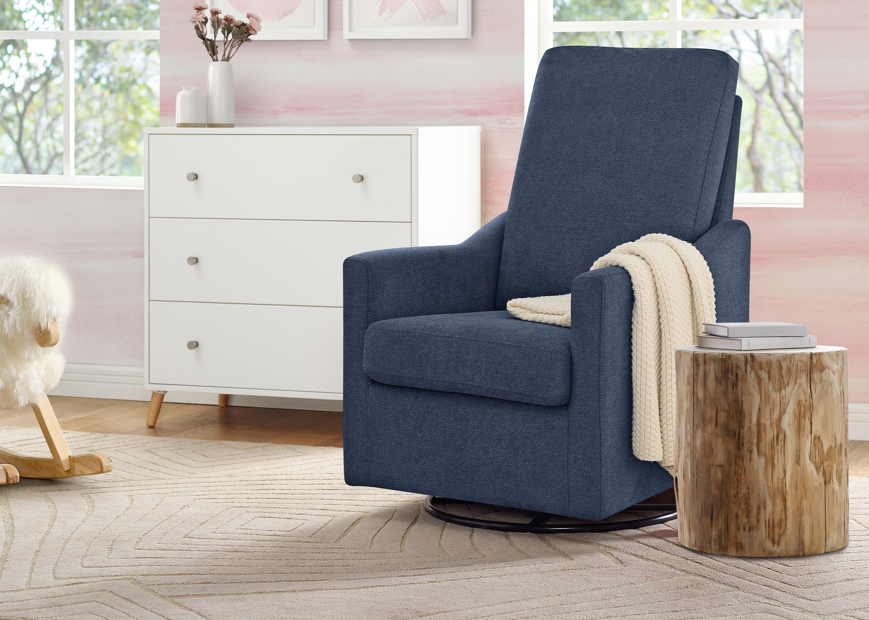 Andie Nursery Glider Swivel Chair - Stain Resistant LiveSmart Fabric - Comfortable Rocking Chair for Breastfeeding & Baby Nursery - Perfect for Nursing, Reading & Relaxing with Your Newborn