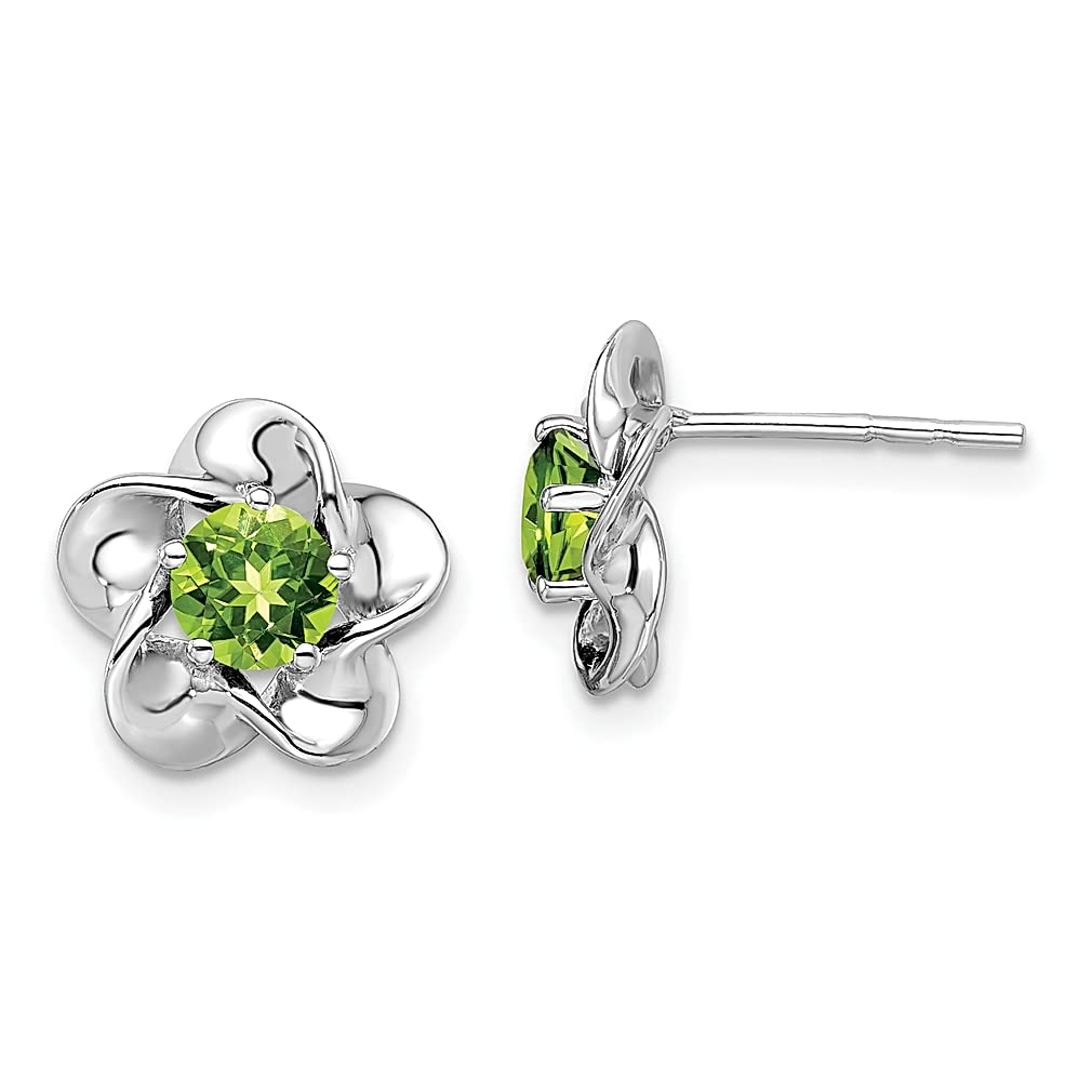 925 Sterling Silver Flower Peridot Earrings - August Birthstone Jewelry for Women, Dainty Button Stud Earrings for Everyday Wear, Perfect Gift for Her | Birthday, Anniversary, Mother's Day