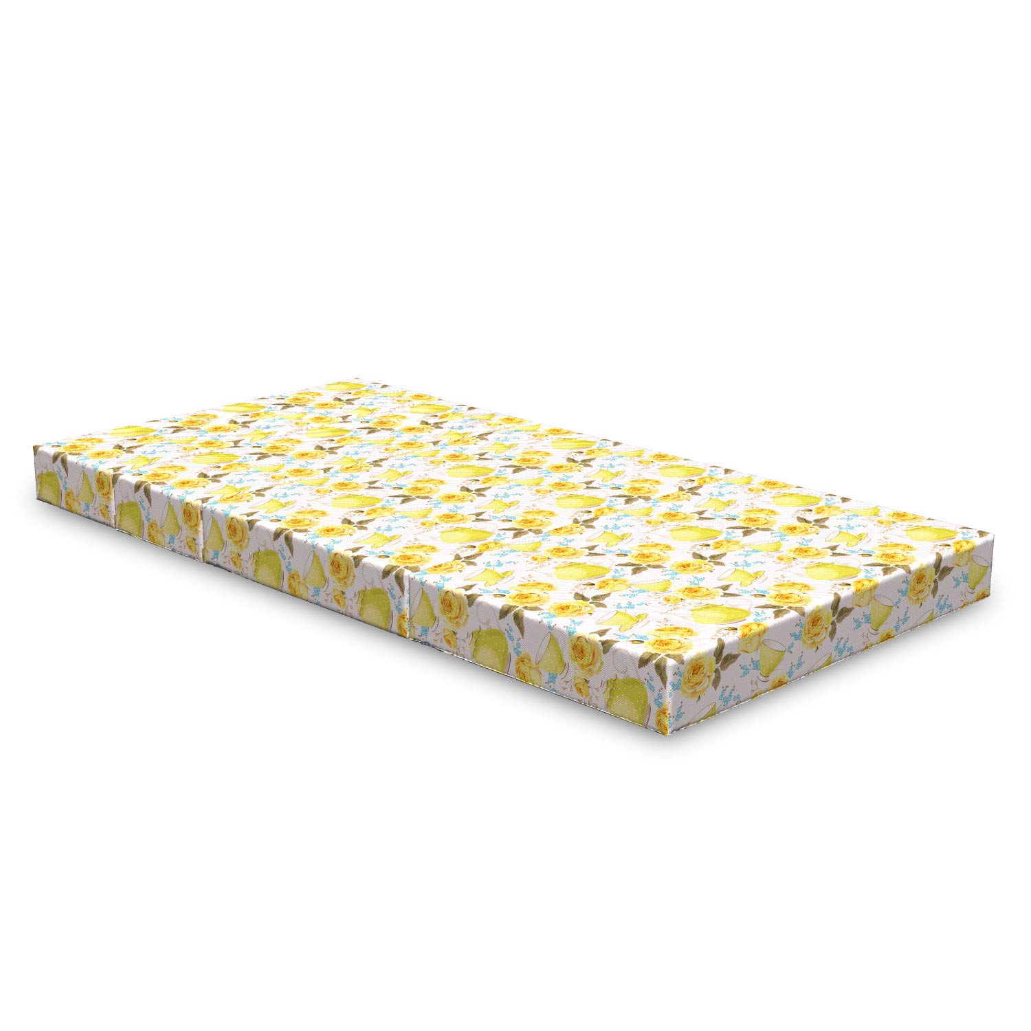 Ambesonne Foldable Kitchen Mattress - Floral Tea Cup Design, 74.8