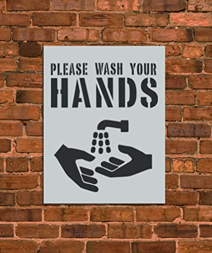 Reusable Wash Your Hands Sign Stencil Template - DIY Bathroom & Kitchen Hygiene Decor - INNOVO Stencils for Home, Office & Public Spaces