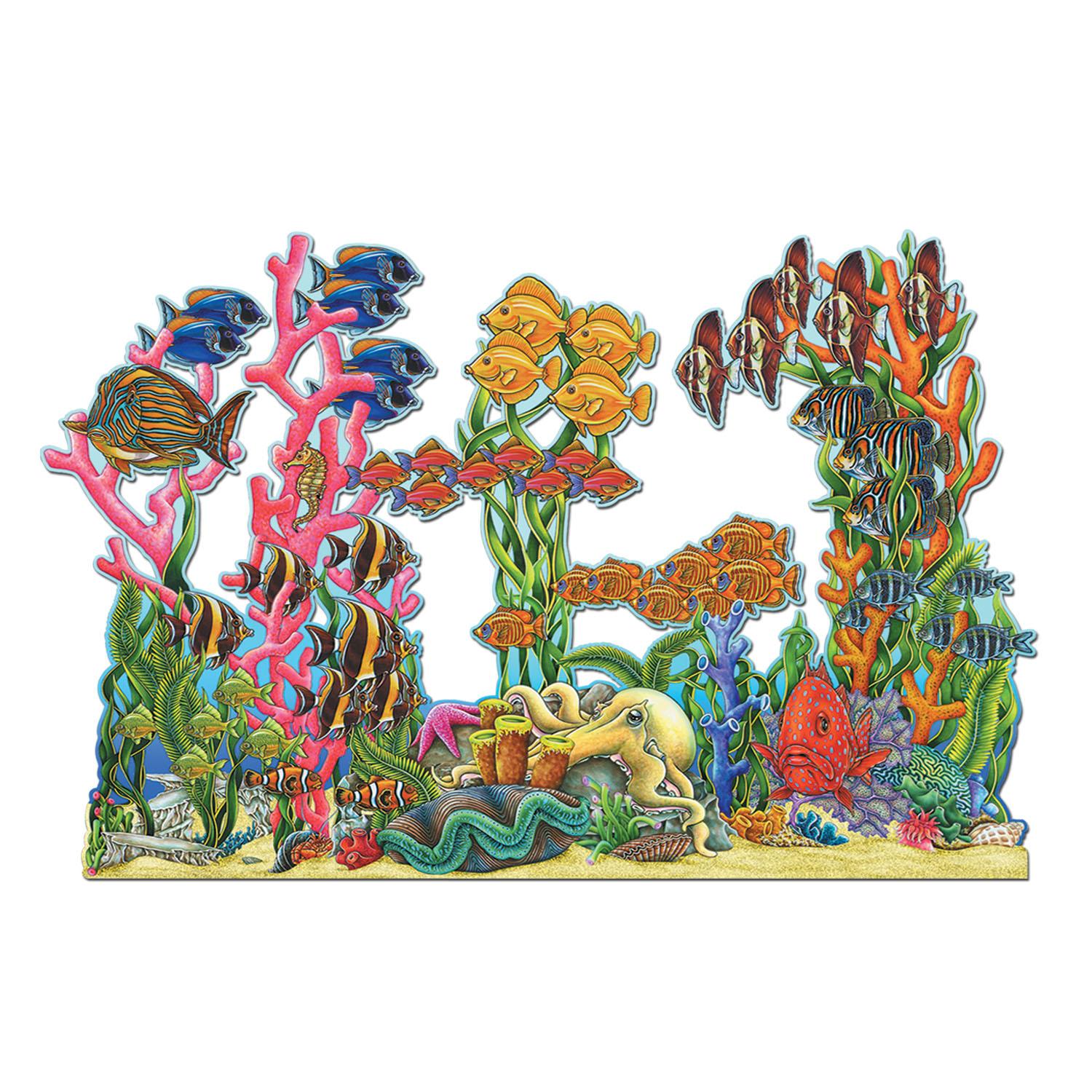 12 Pack Beistle Jointed Seascape Party Decorations - Colorful Underwater Theme Party Supplies for Birthday, Baby Shower & Ocean Themed Events
