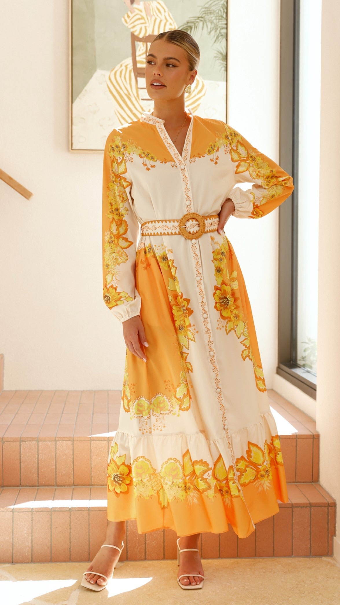 Addison Maxi Dress - Orange & Yellow Floral Summer Dress for Women | Beach Vacation, Garden Party & Casual Outfit