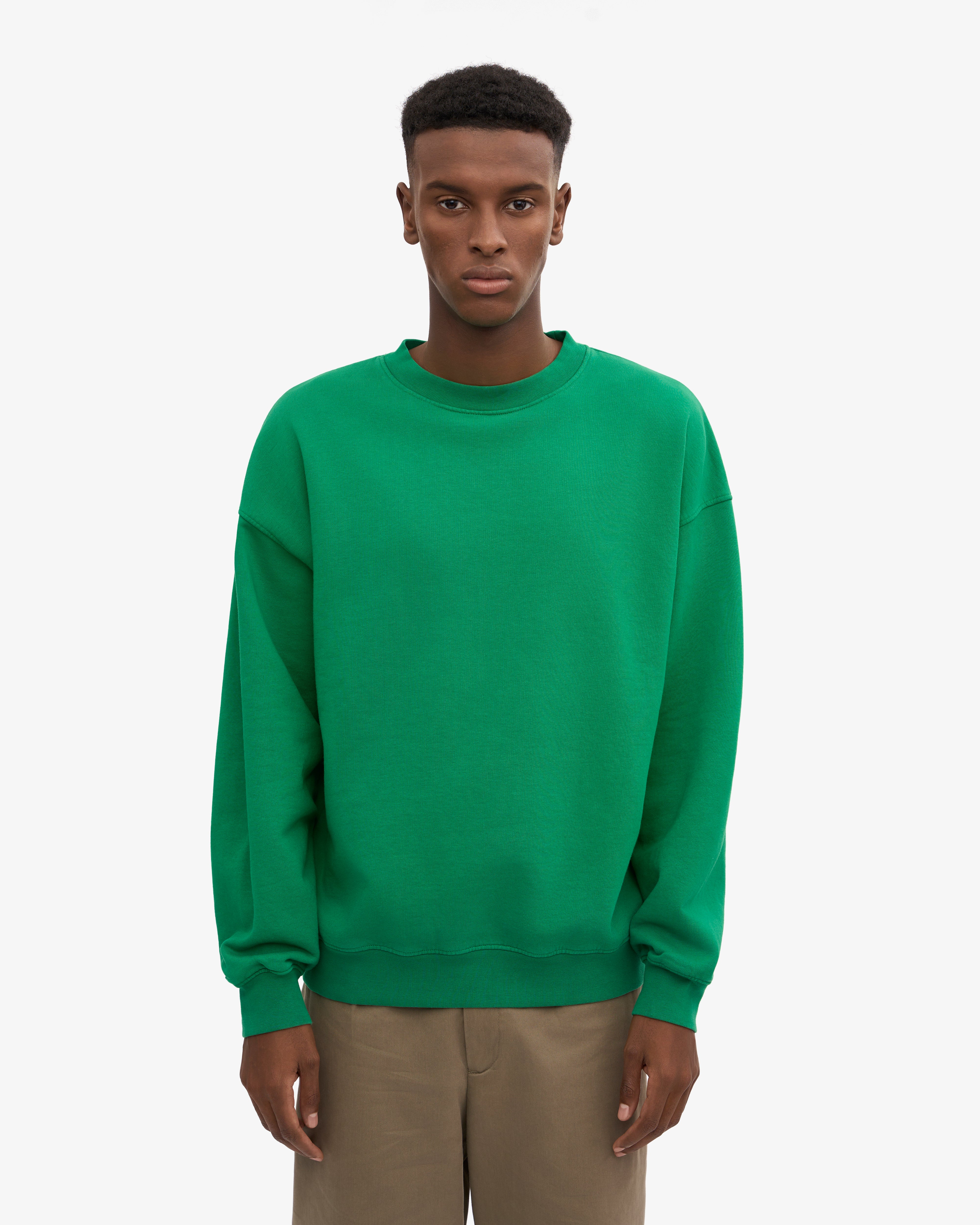 Organic Oversized Crewneck Sweatshirt - Kelly Green | Soft & Comfortable Unisex Pullover for Casual Wear & Loungewear