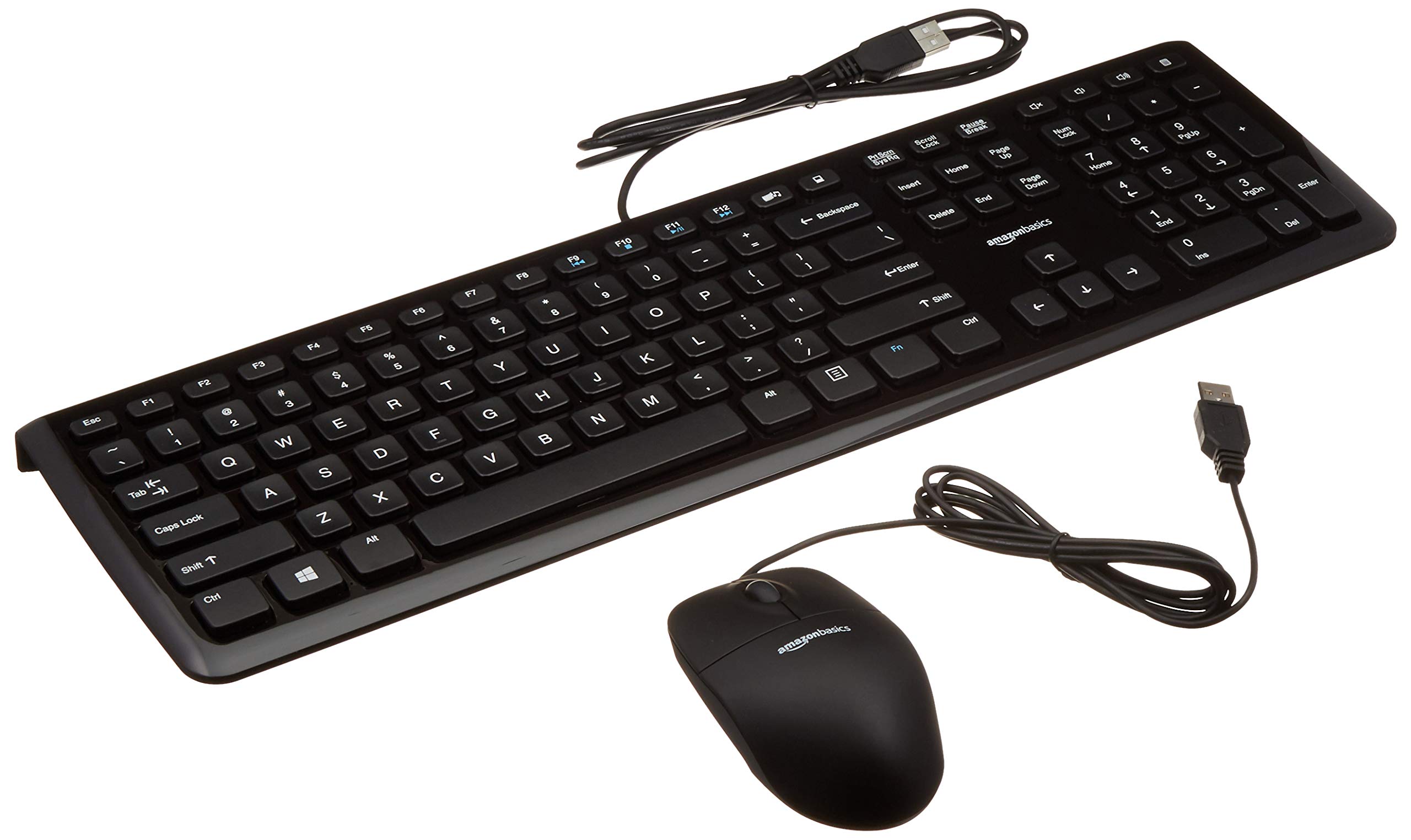 AmazonBasics USB Wired Keyboard and Mouse Combo - Ergonomic Full-Size Keyboard with 3-Button Wired Mouse (Black) for PC, Laptop, Office & Gaming Setup