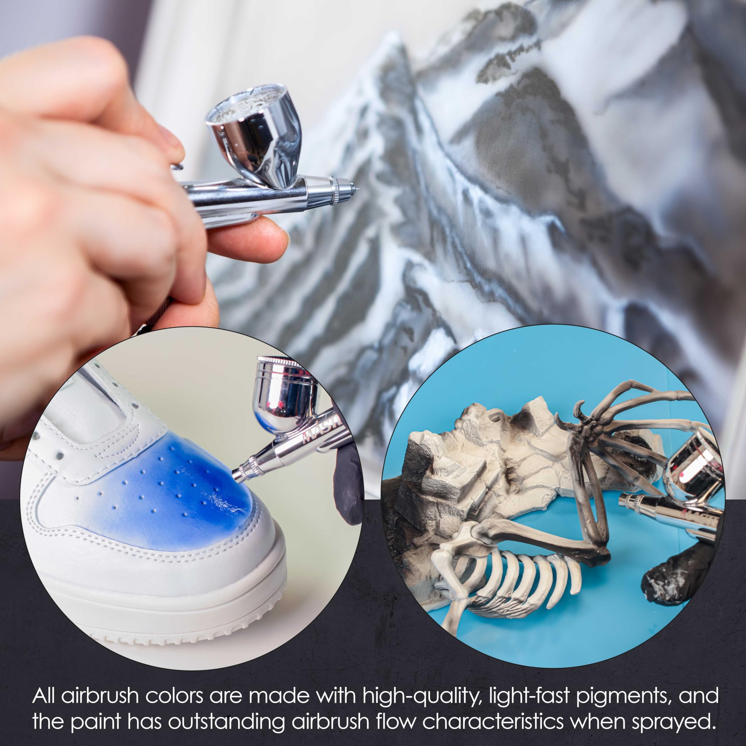 54-Color Ultimate Acrylic Airbrush & Leather Paint Set for Shoes, Crafts, DIY - Includes Cleaner, Thinner, 50 Mixing Cups, 50 Wooden Sticks & Color Wheel | Perfect for Airbrush Art, Leather Repair, Shoe Customization & Hobby Projects