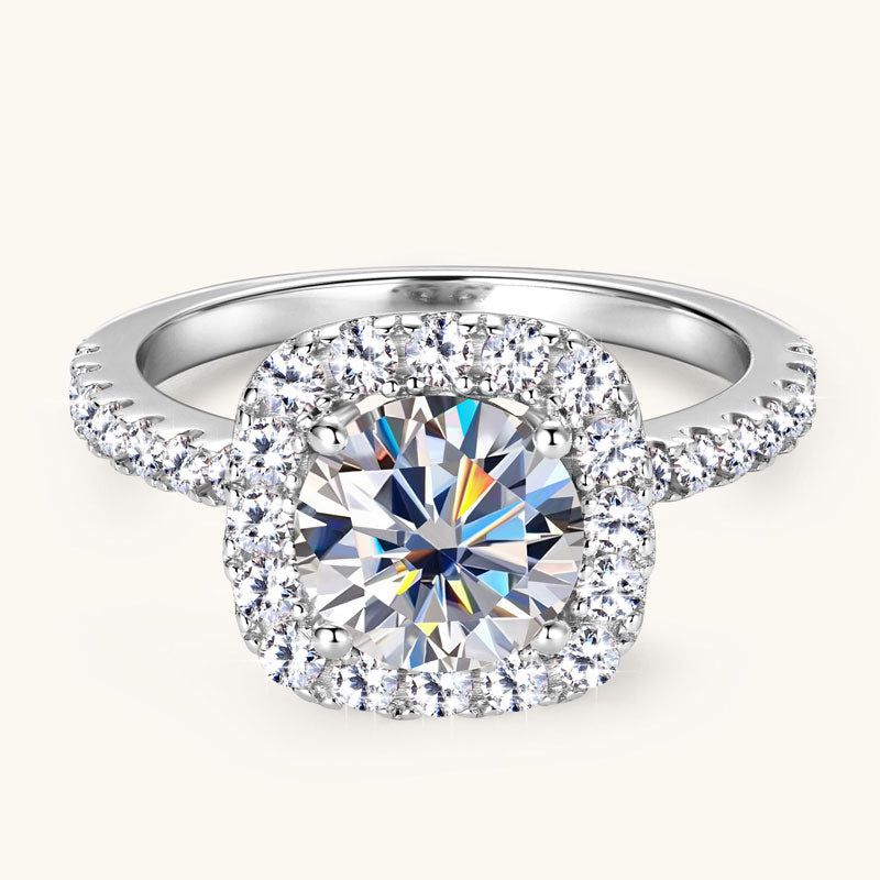 Premium 2CT Moissanite Halo Engagement Ring - Glowing Love Collection | JESCOJES x CYYT | Perfect for Proposals, Anniversaries & Wedding Bands