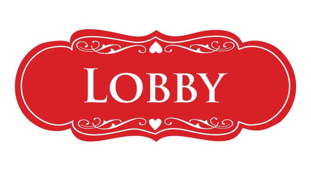 ByLITA Designer Lobby Sign - Medium Size Red Metal Wall Decor for Office, Hotel & Business Entrance | Modern Wayfinding Signage for Professional Spaces