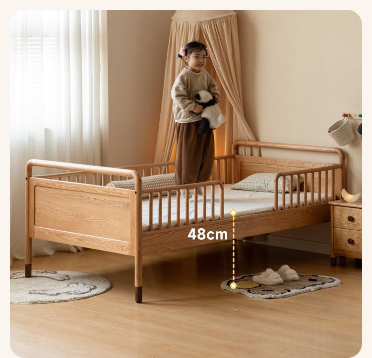 Premium Oak Solid Wood Toddler Bed - Convertible, Multi-Functional Kids Bed with Safety Rails | Perfect for Nursery, Daycare & Small Bedrooms