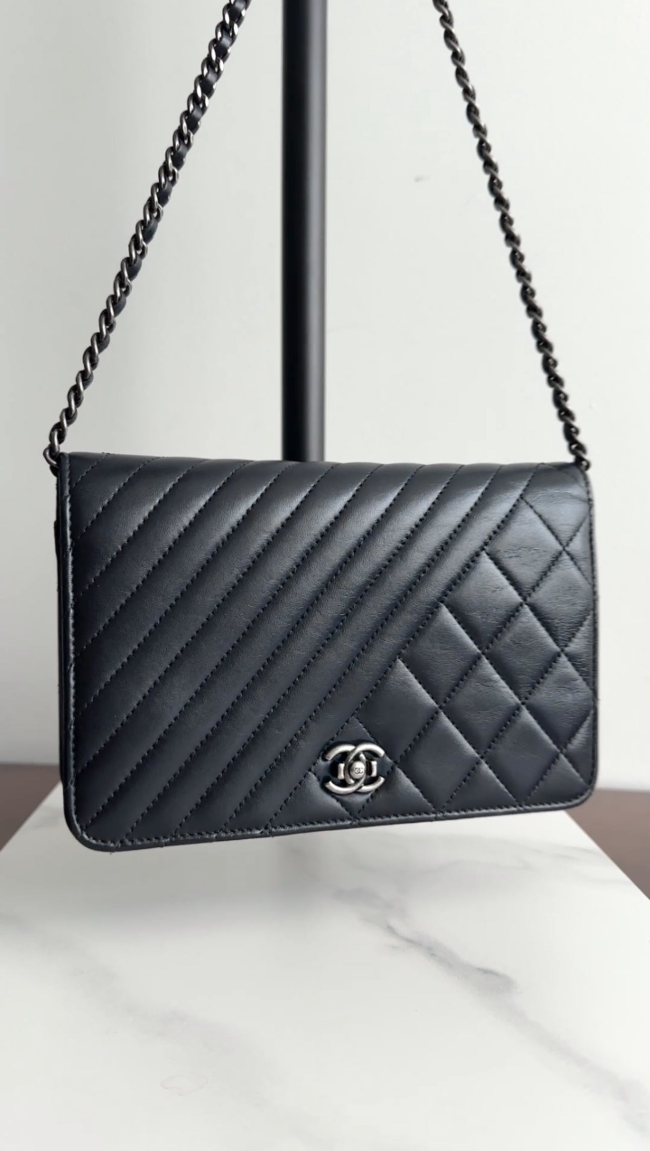 Chanel Coco Boy Black Leather Quilted Wallet on Chain - Luxury Designer Crossbody Bag for Women - Perfect for Parties, Date Nights & Everyday Use