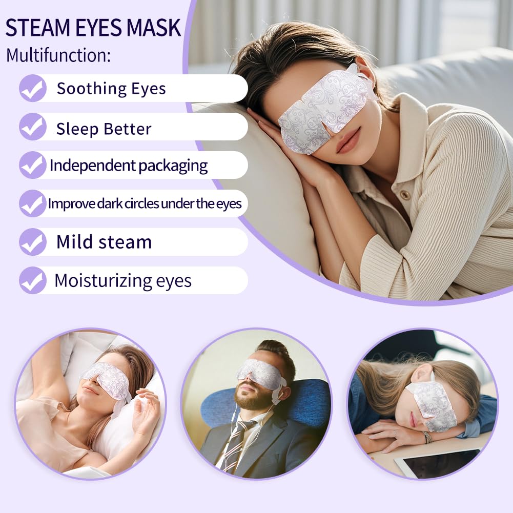 16 Packs Lavender Steam Eye Mask - Self Heating Warm Compress for Eyes, Disposable Heated Eye Mask for Sleep, Spa & Travel Essentials - Perfect Relaxation Gifts for Women & Coworkers - Ideal for Stress Relief, Insomnia, Dry Eyes & Long Flights