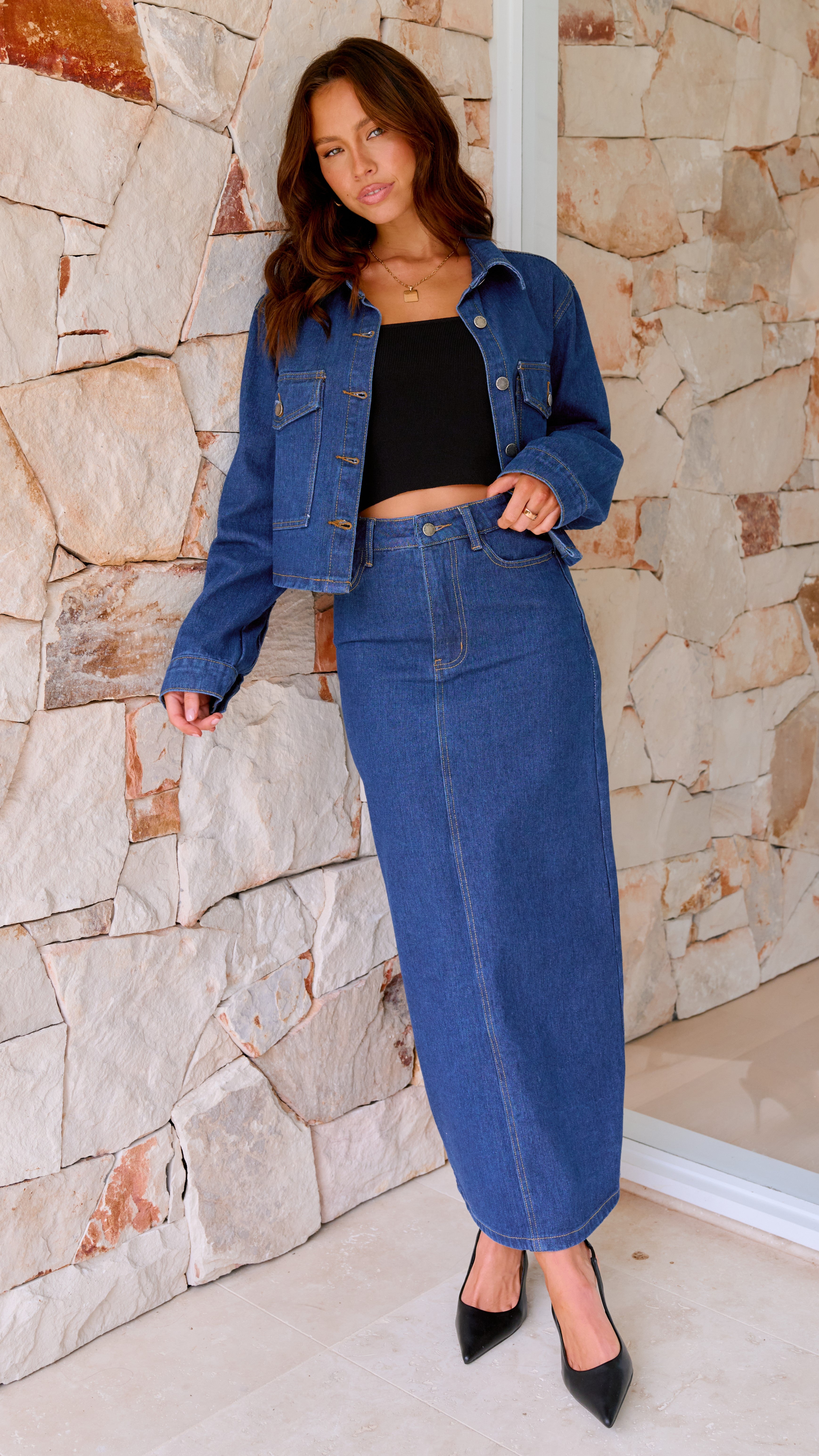 Fiona Denim Maxi Skirt for Women - Indigo Blue Long Denim Skirt | Boho Chic, Casual & Dressy Outfits for Spring & Summer