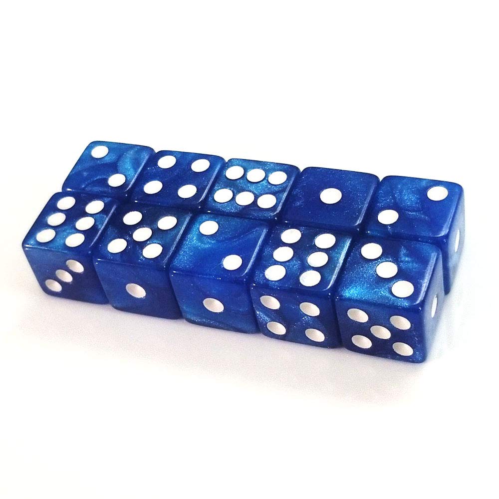 10-Piece Unique Marbleized Blue D6 Dice Set for Board Games, Casino, RPG & Tabletop Gaming - Perfect for Dungeons & Dragons, Poker Nights & Game Nights