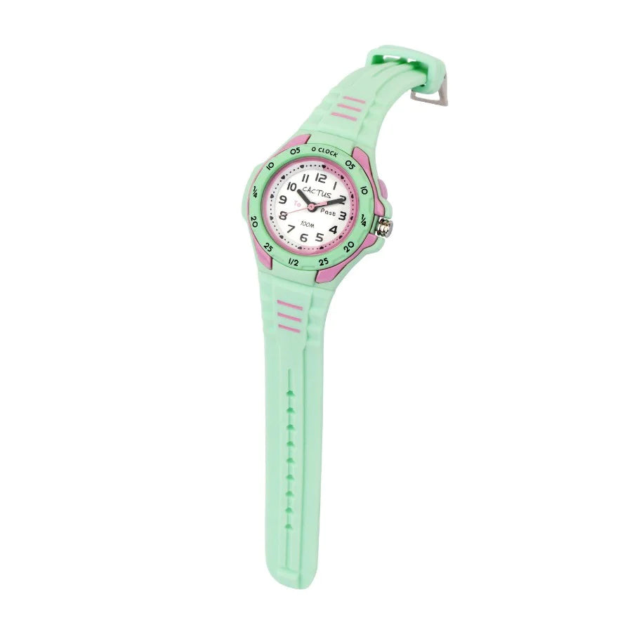Cactus Mentor Time Teacher Kids Watch - Analog Learning Clock for Children, Educational Time Telling Tool for Boys & Girls - Perfect for Classroom, Homeschool & Bedroom Decor