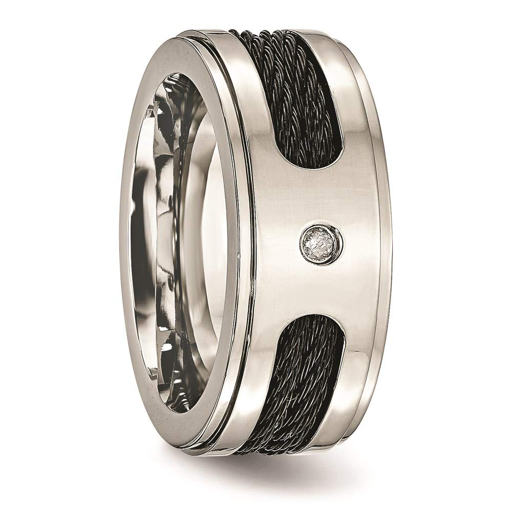 Titanium Black Ion Plated 1mm Diamond Wedding Band Ring for Women - Elegant Bridal Engagement Ring, Fine Jewelry Gift for Her - Perfect for Anniversaries, Proposals & Special Occasions