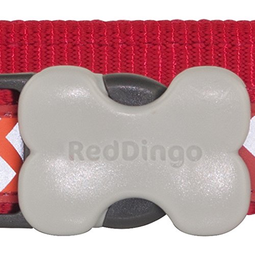 Red Dingo Reflective Ziggy Dog Collar - Small to Medium Size, Adjustable & Durable Pet Collar for Safety - High Visibility Red Reflective Strap for Night Walks, Jogging & Outdoor Adventures