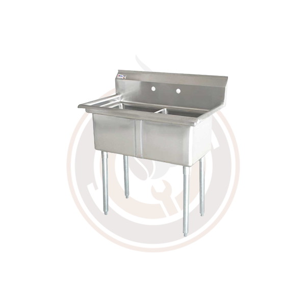 Omcan SS Sinks 18x18x11 Two Tub Commercial Sink Without Drain Board - Model 22113/43769 - Perfect for Restaurant, Bakery & Food Prep Stations