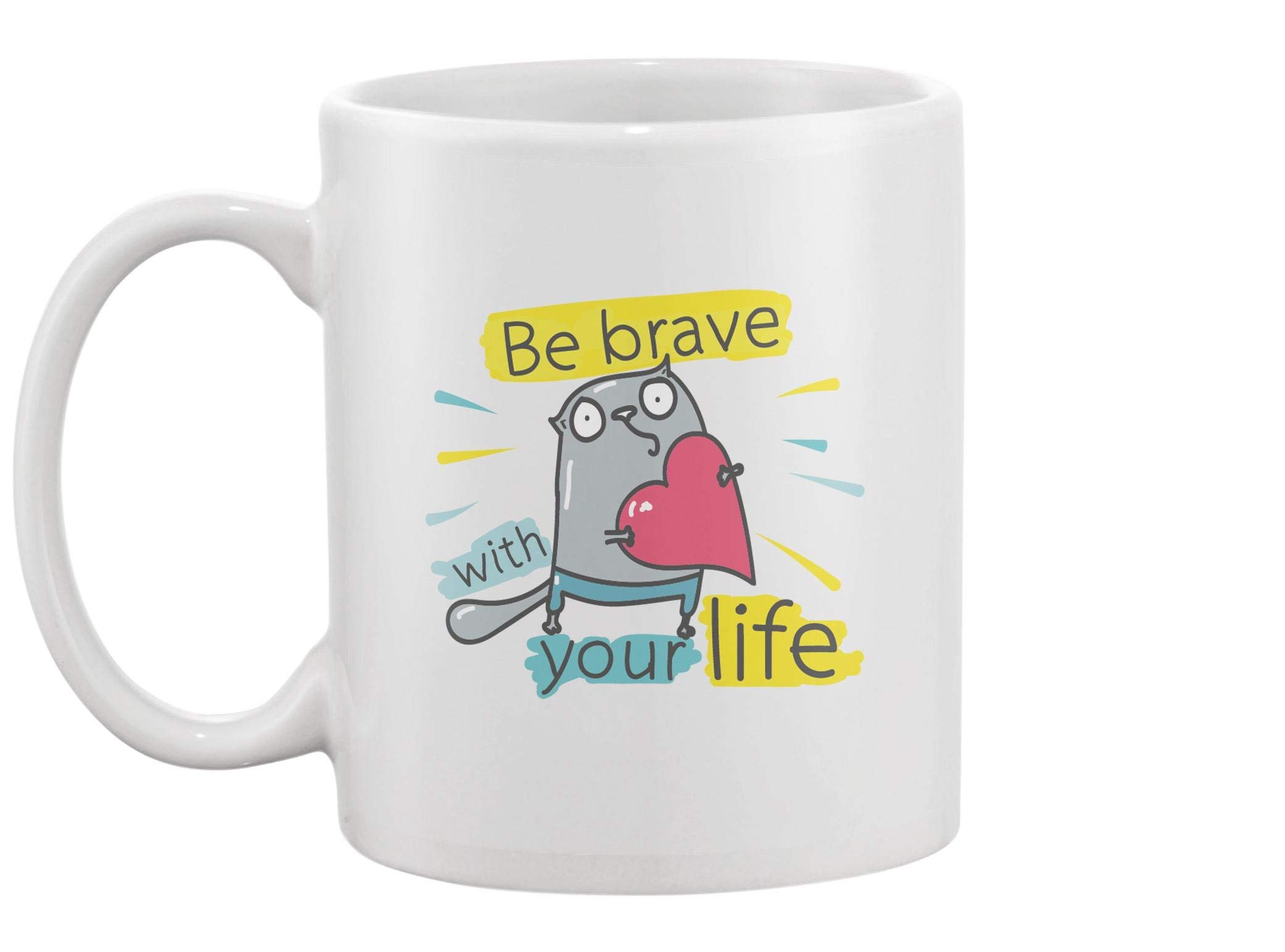 Funny Cat with Heart Coffee Mug - Cute Ceramic Tea Cup for Cat Lovers - Perfect Gift for Birthday, Christmas & Office Use