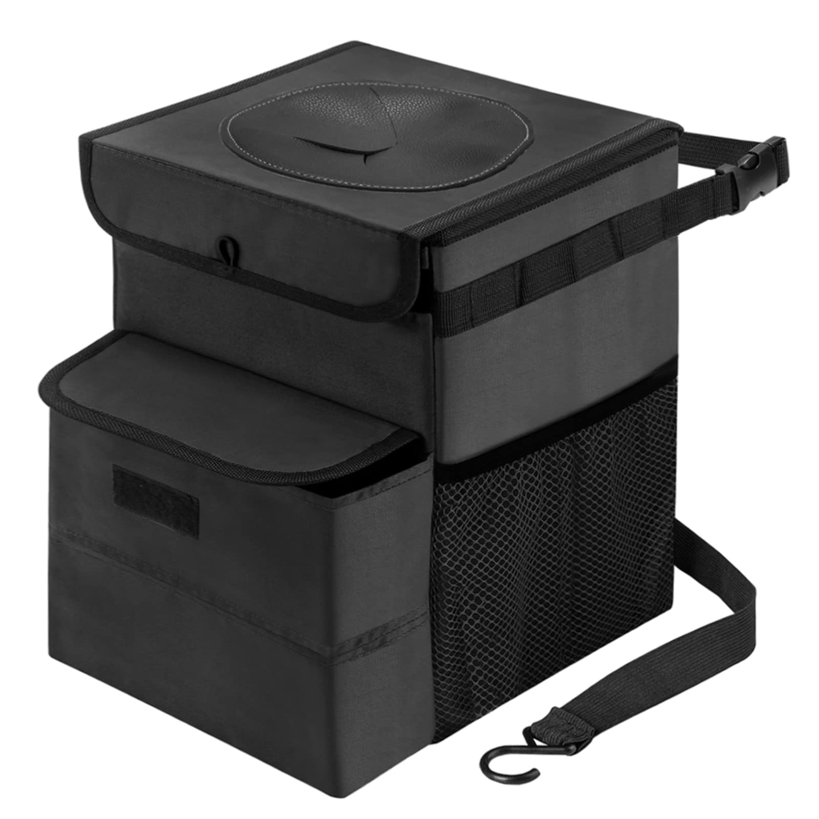 AUTODECO 2.3 Gallon Car Trash Can with Lid - Waterproof Vehicle Garbage Bin, Car Organizer for Sedan SUV Truck - Perfect for Road Trips, Commuting & Family Travel