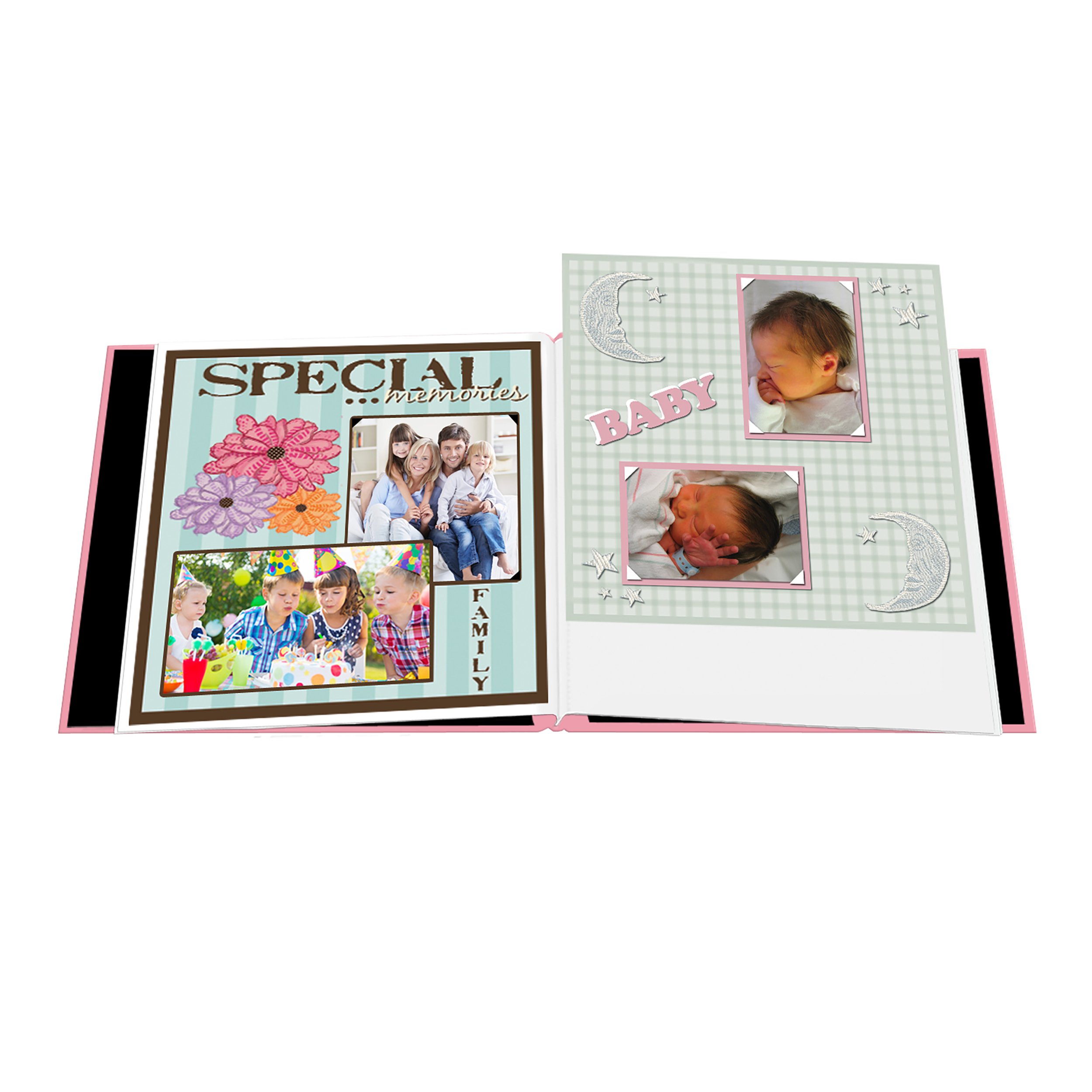 Pioneer MB-10COLB 12x12 Inch Pink Leatherette Post Bound Scrapbook Album - Baby Sewn Collage Photo Frame for Memory Keeping, Baby Shower Gifts & Wedding Scrapbooking