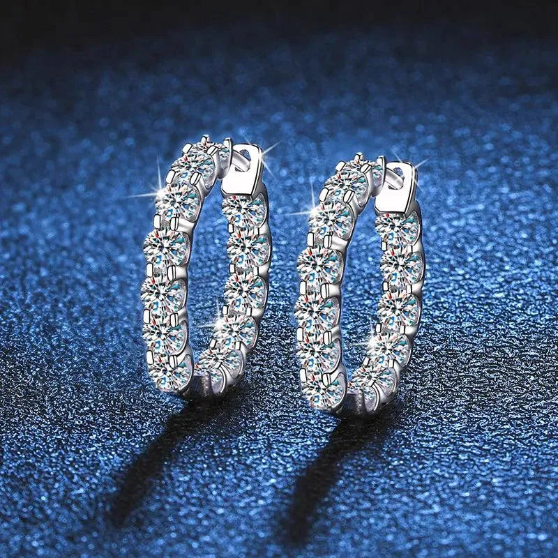 2.6ct D Color Moissanite Hoop Earrings for Women - 925 Sterling Silver Plated White Gold Wedding & Party Jewelry | Elegant Gift for Anniversary, Bridal Shower, Prom & Special Occasions