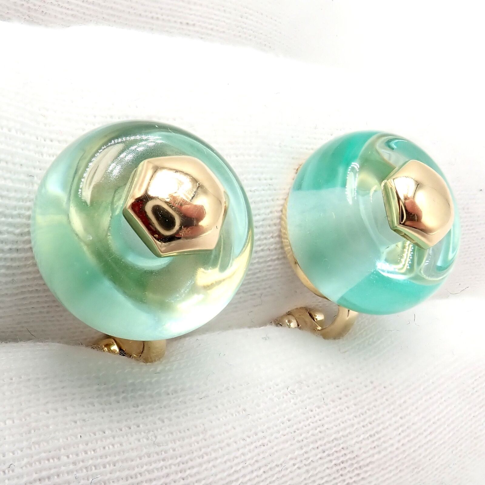 Authentic Vintage Marina B 18k Yellow Gold Pneu Crystal Earrings - Luxury Jewelry for Women, Perfect for Parties, Weddings & Special Occasions