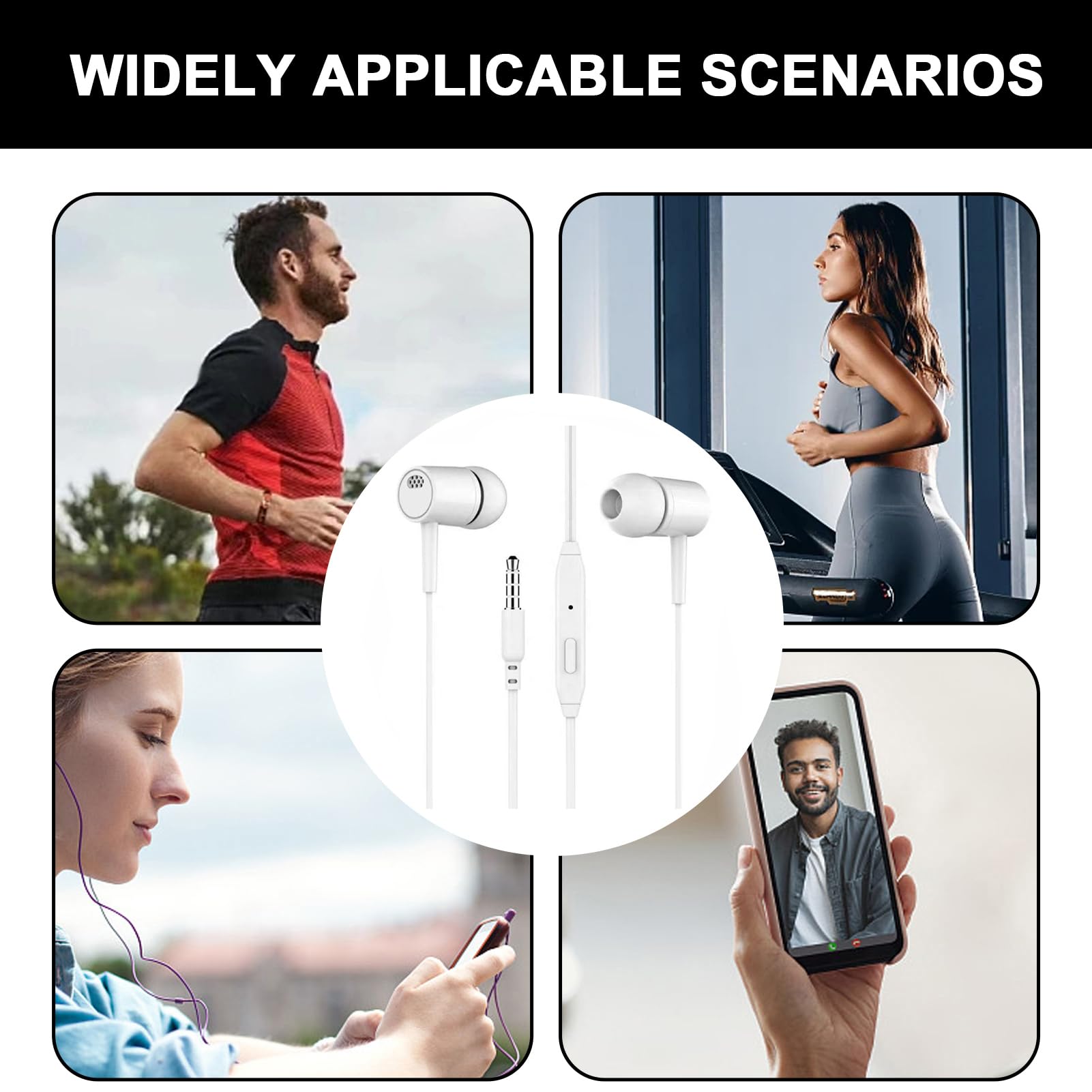 Premium Wired Earbuds with Microphone - 3.5mm Noise Cancelling In-Ear Headphones, Ergonomic Design & Powerful Bass Stereo Sound | Perfect for Smartphones, Laptops, Computers - Ideal for Commuting, Gaming & Workouts