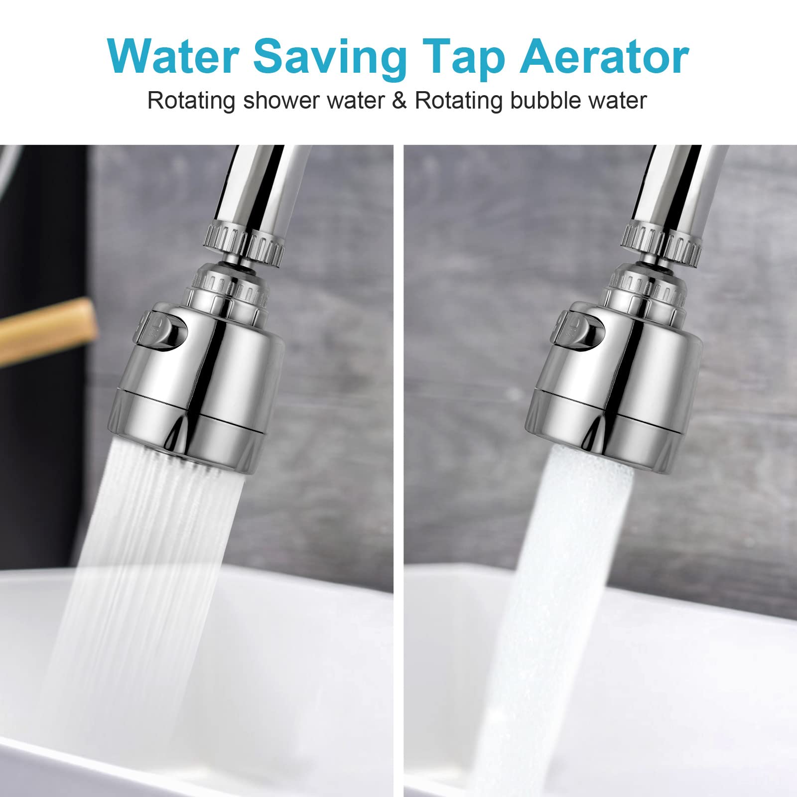Ainiv 360° Swivel Sink Faucet with 2-Piece Aerator - Dual Water Flow Modes for Kitchen & Bathroom | Extendable Tap Connection for Washing Dishes, Handwashing & More