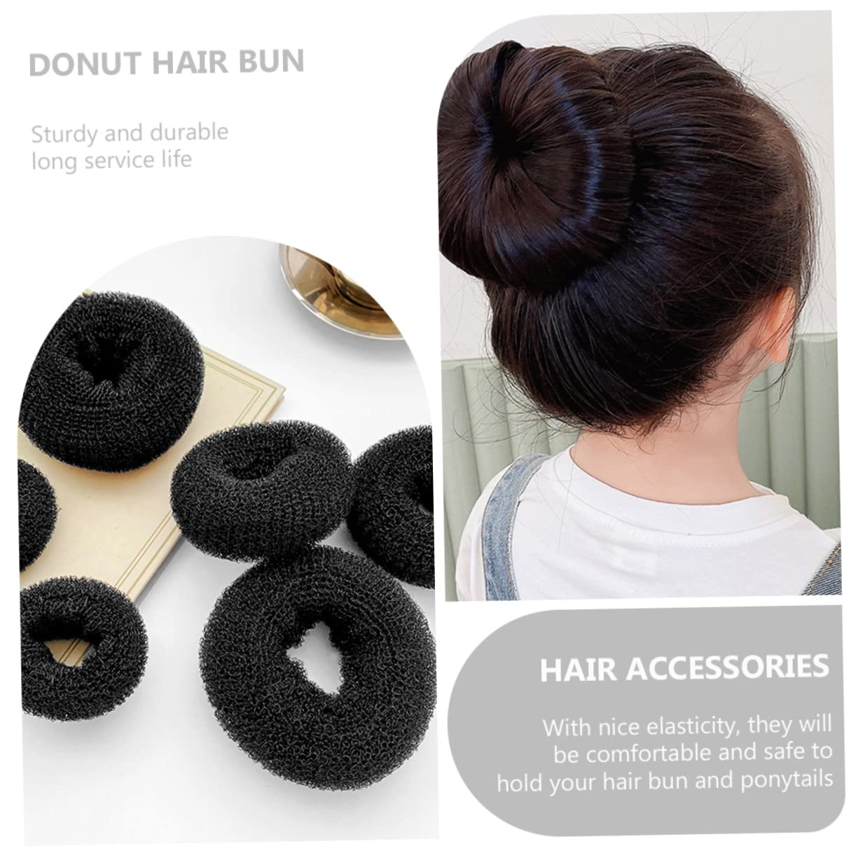 BIUDECO 6-Piece Donut Hair Bun Maker Set for Women - Flexible & Expandable Chignon Maker, Hair Ropes for Quick Updo - Comfortable Hair Accessories for Work, Party & Everyday Styling