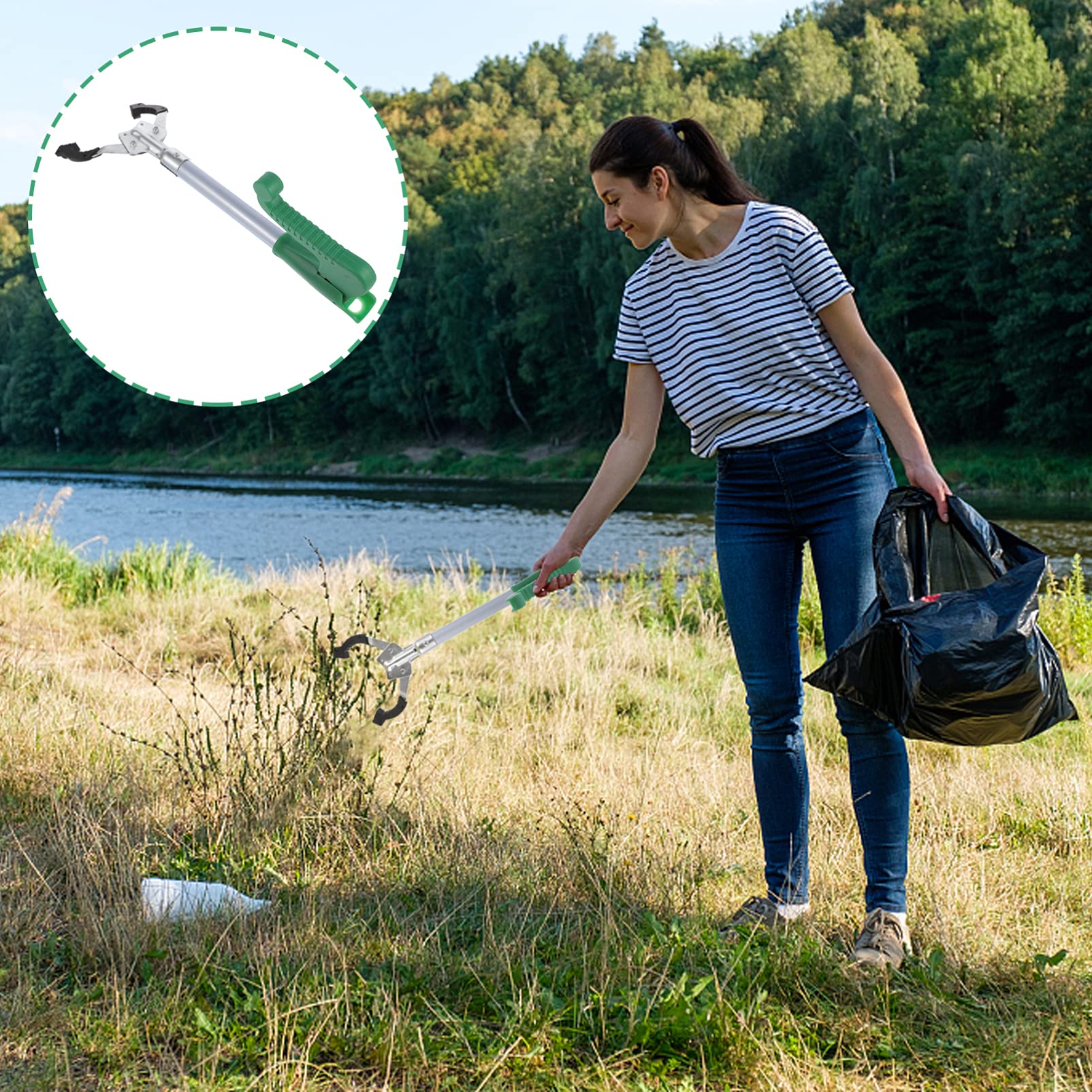 40cm Reacher Grabber Tool for Trash Pickup - Lightweight & Portable Litter Picker with Comfort Grip, Ideal for Elderly & Disabled - Perfect for Gardening, Home Cleaning & Outdoor Activities