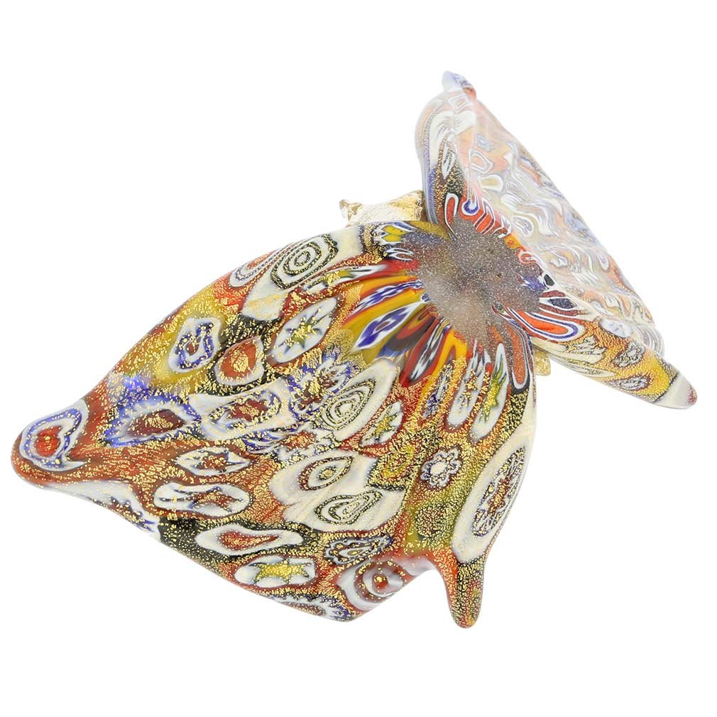 Authentic Murano Glass Butterfly - Handcrafted Venetian Millefiori Art Piece with Gold Accents | Perfect for Home Décor, Wedding Gifts & Collector's Display