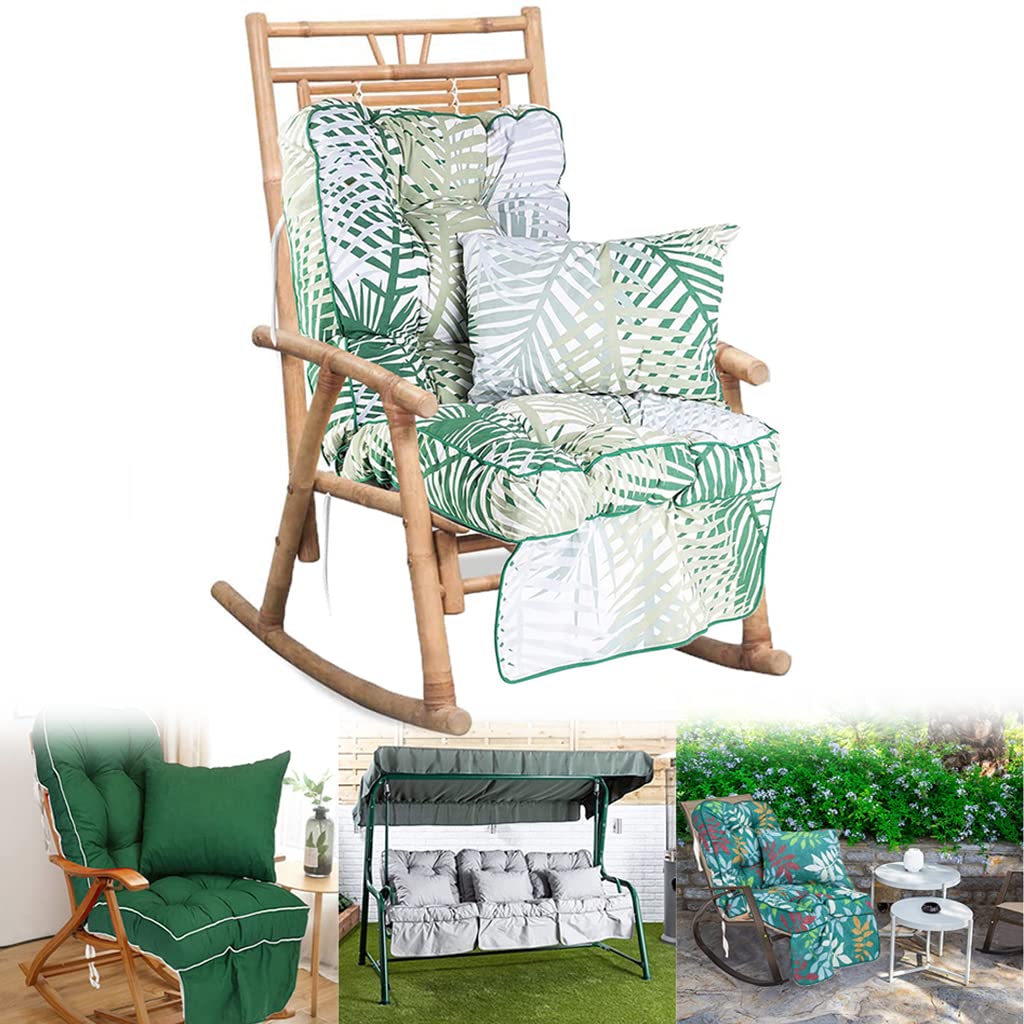 LXZSP High Back Rocking Chair Cushion Set - 2 Pack Garden Swing Cushions with Pillow | Water-Resistant Indoor/Outdoor Patio Furniture Cushions | Hand Washable Floral Design (Flower Color) - Perfect for Porch Swings, Deck Chairs & Backyard Relaxation