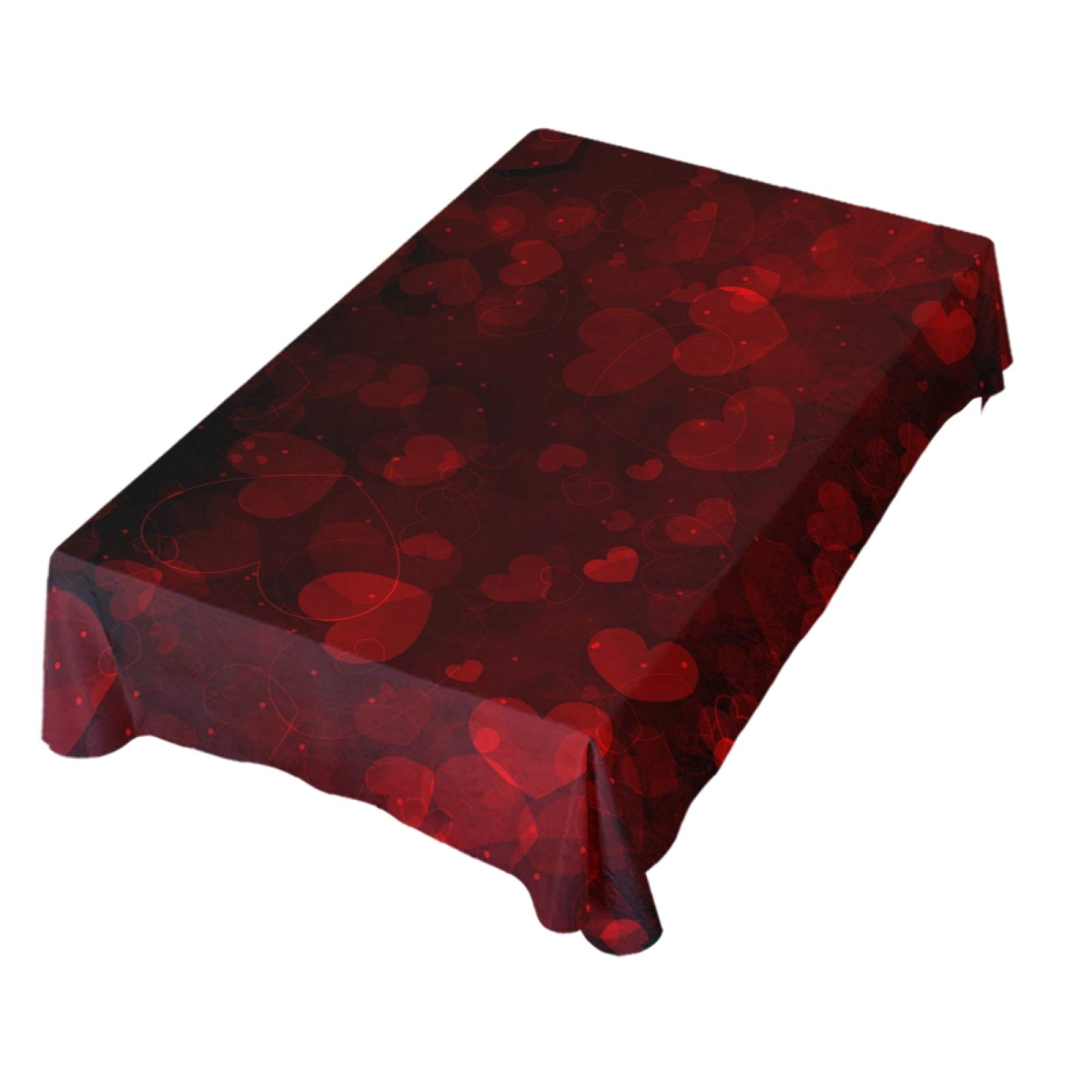 Retro Heart-Print Polyester Tablecloth 54 Inch Square - Valentine's Day Party Decor, Romantic Dinner Table Setting, Anniversary & Wedding Reception Table Cover