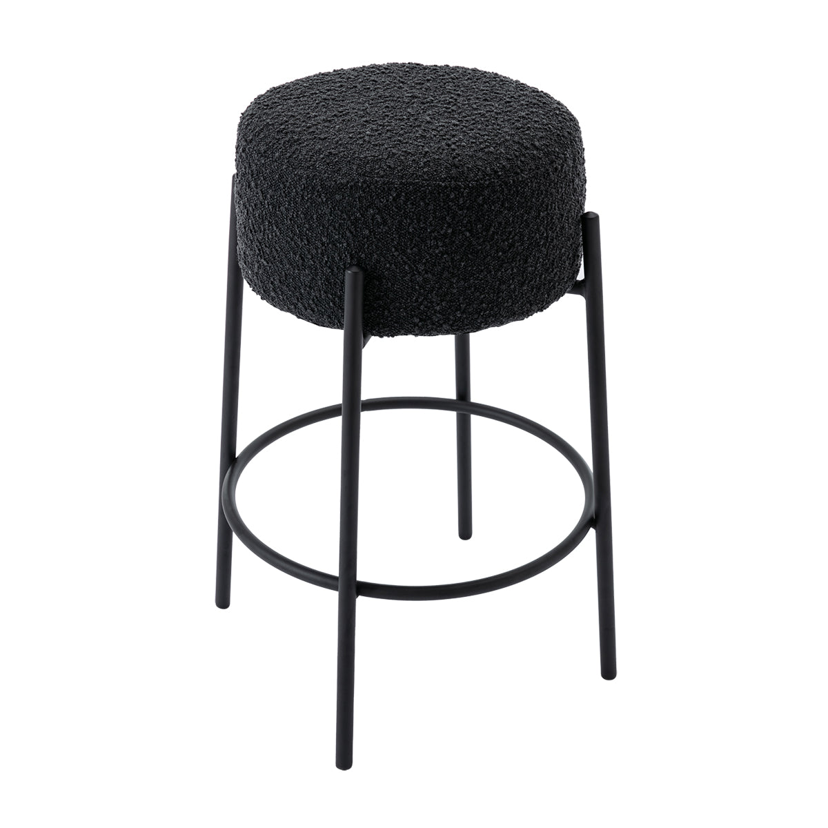 Amara Boucle Bar Stool - Modern Upholstered Counter Height Stool with Metal Legs for Kitchen Island, Breakfast Nook & Home Bar Decor